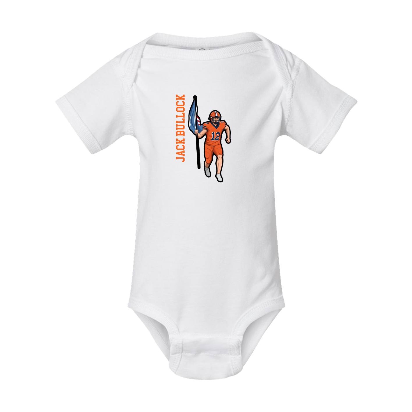 Baby Onesie — Name Vertical in White