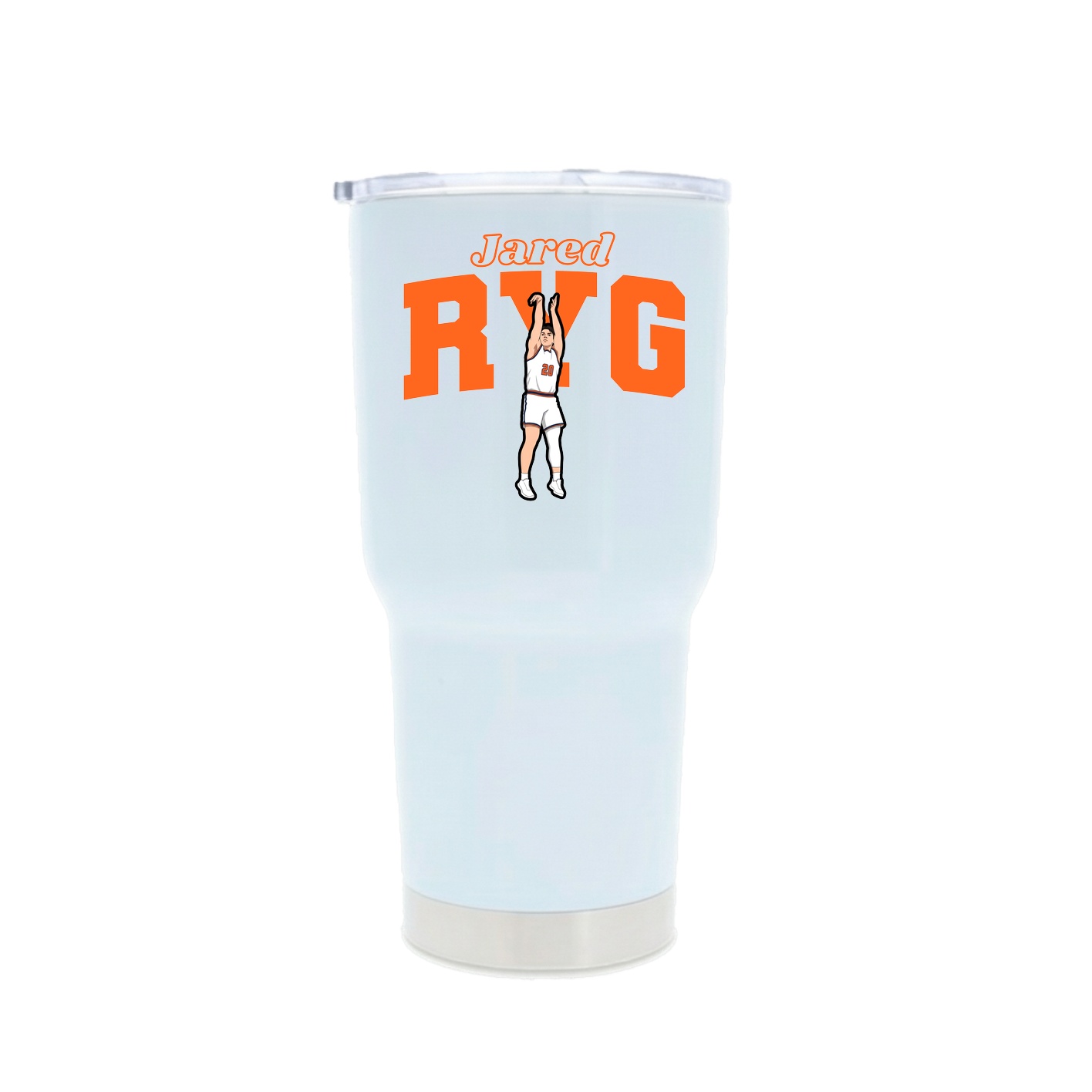 30oz Stainless Steel Tumbler — Name Arch in White