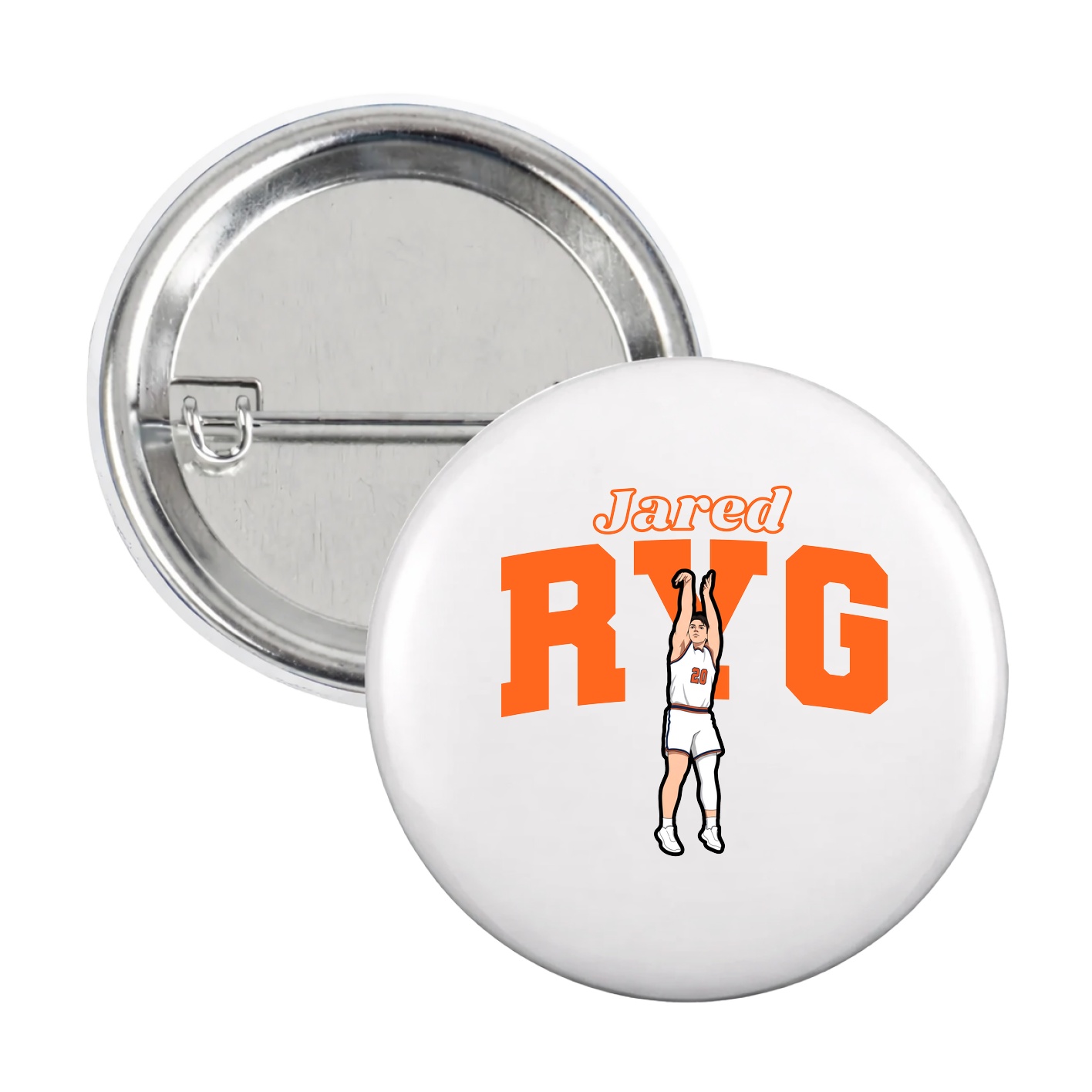 Game Day Button — Name Arch in White
