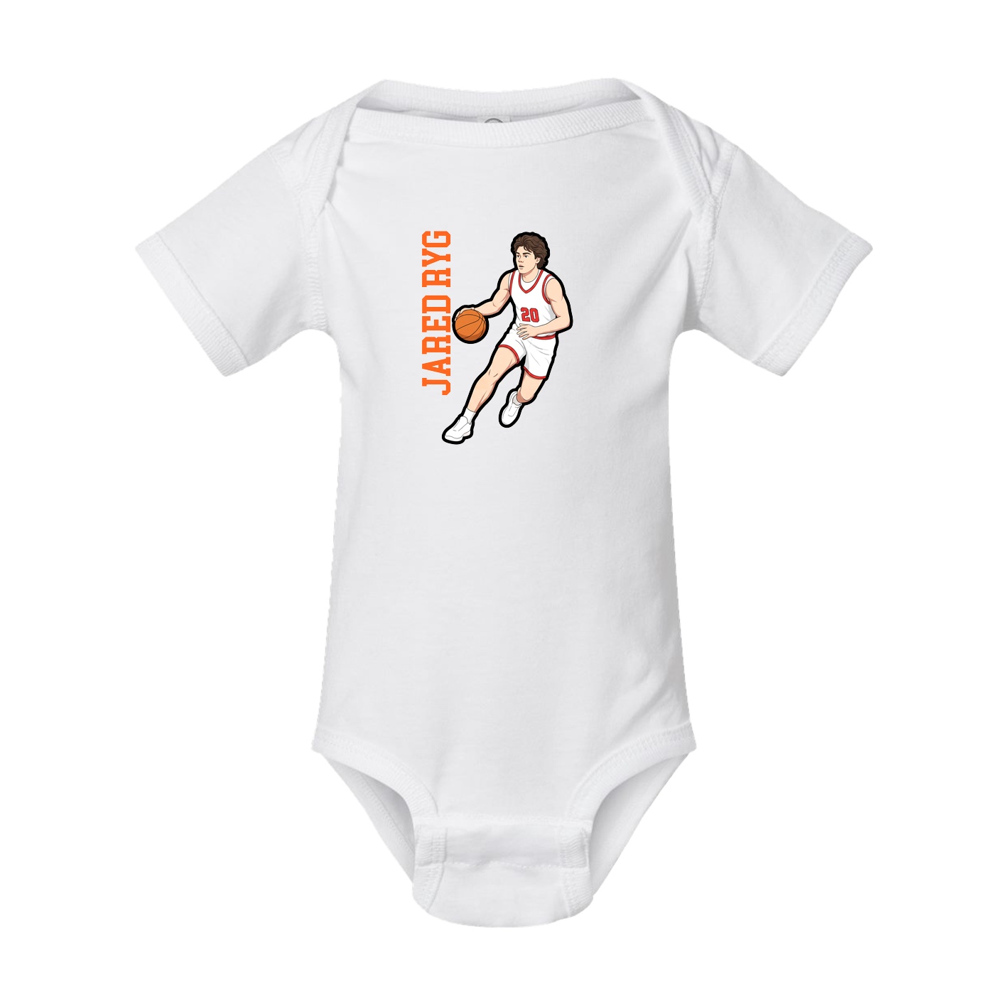 Baby Onesie — Name Vertical in White