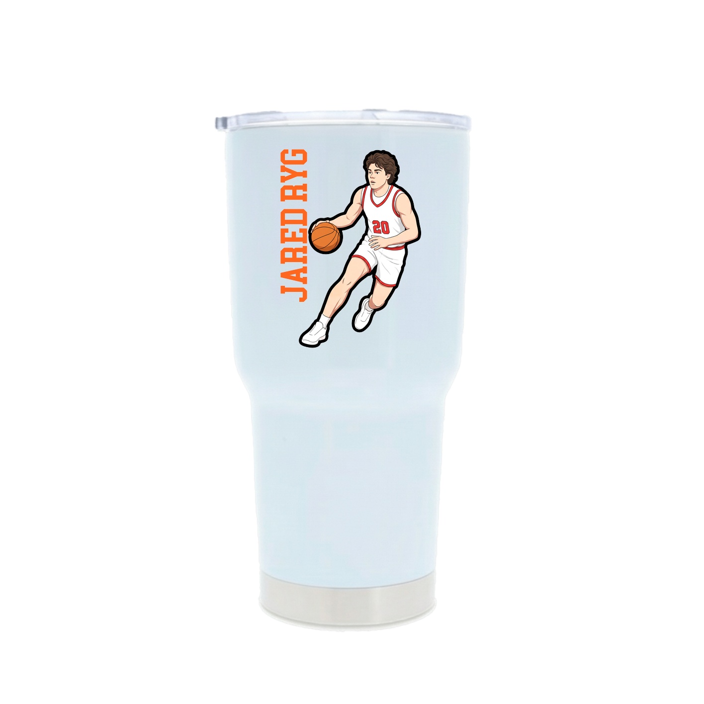 30oz Stainless Steel Tumbler — Name Vertical in White