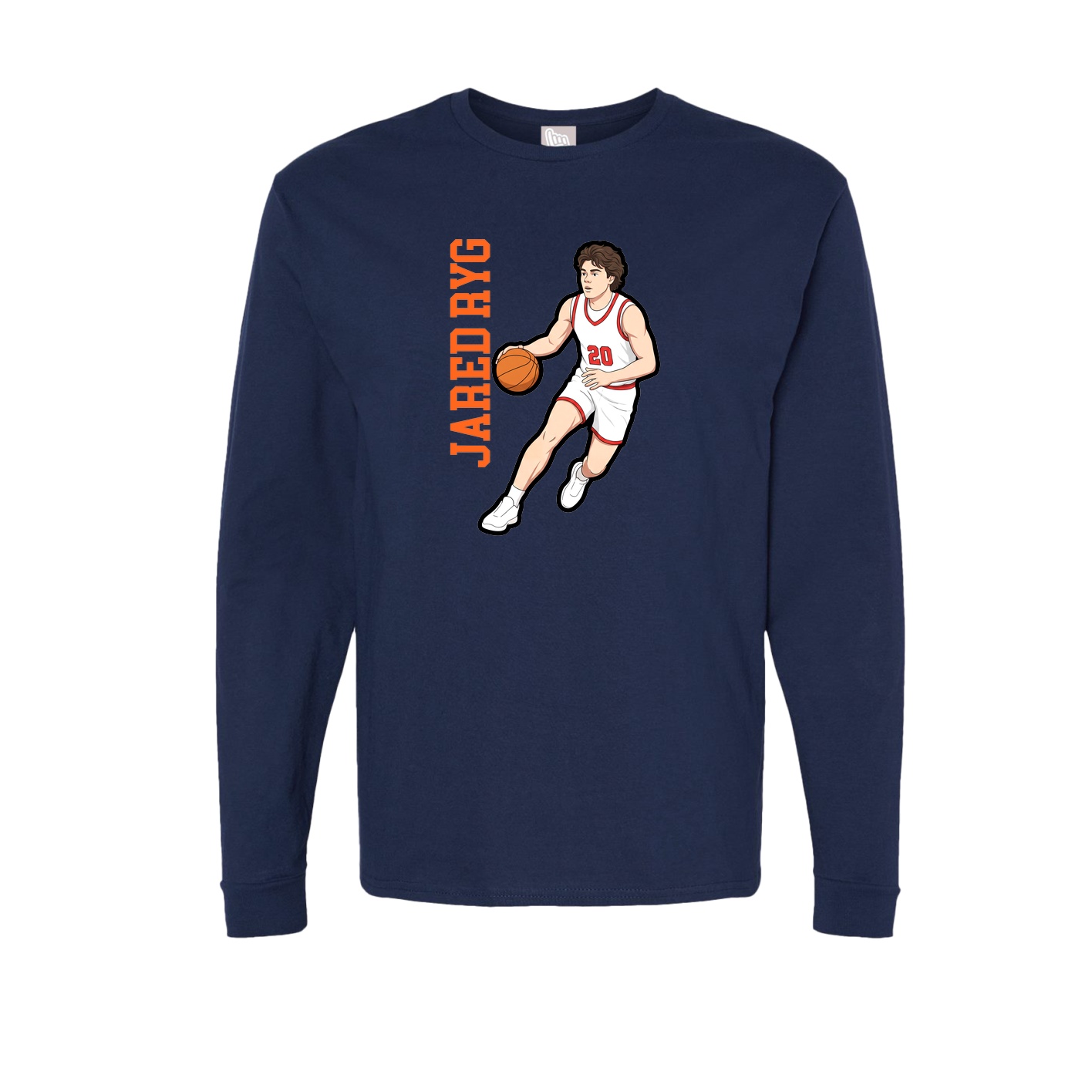 Long Sleeve Tee — Name Vertical in Navy