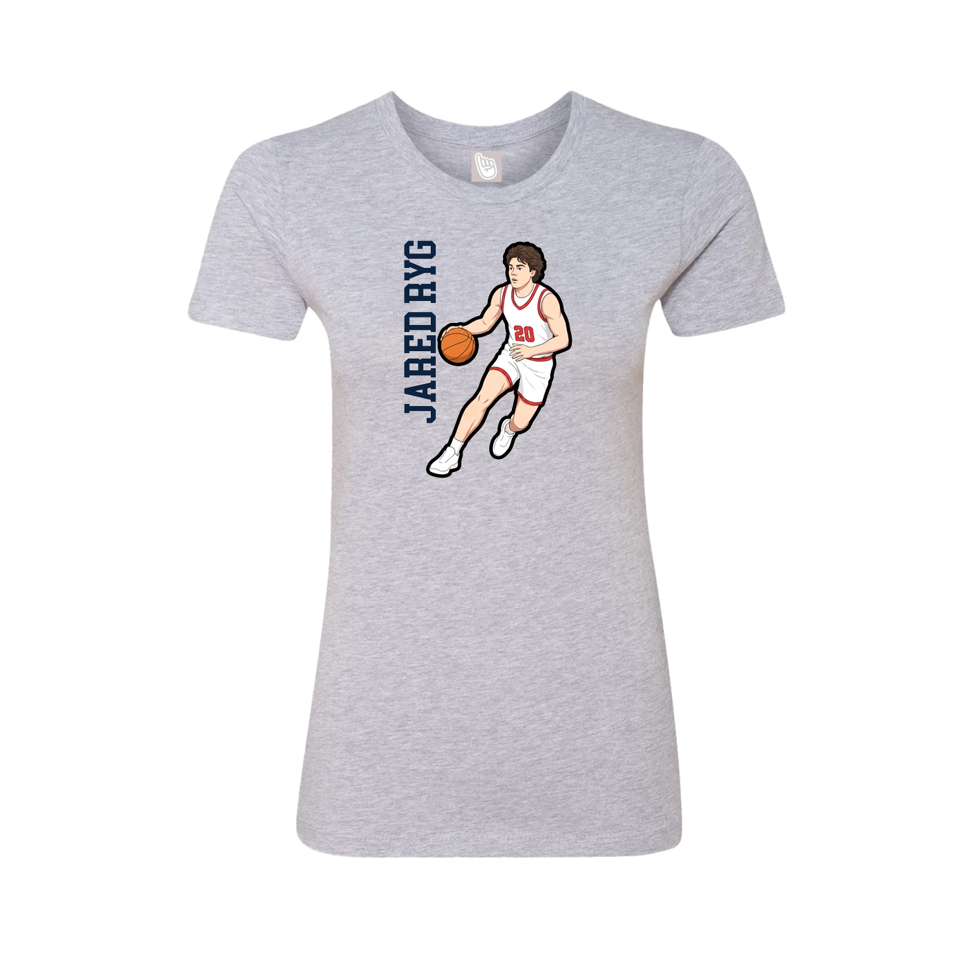 Fitted Women's Tee — Name Vertical in Grey