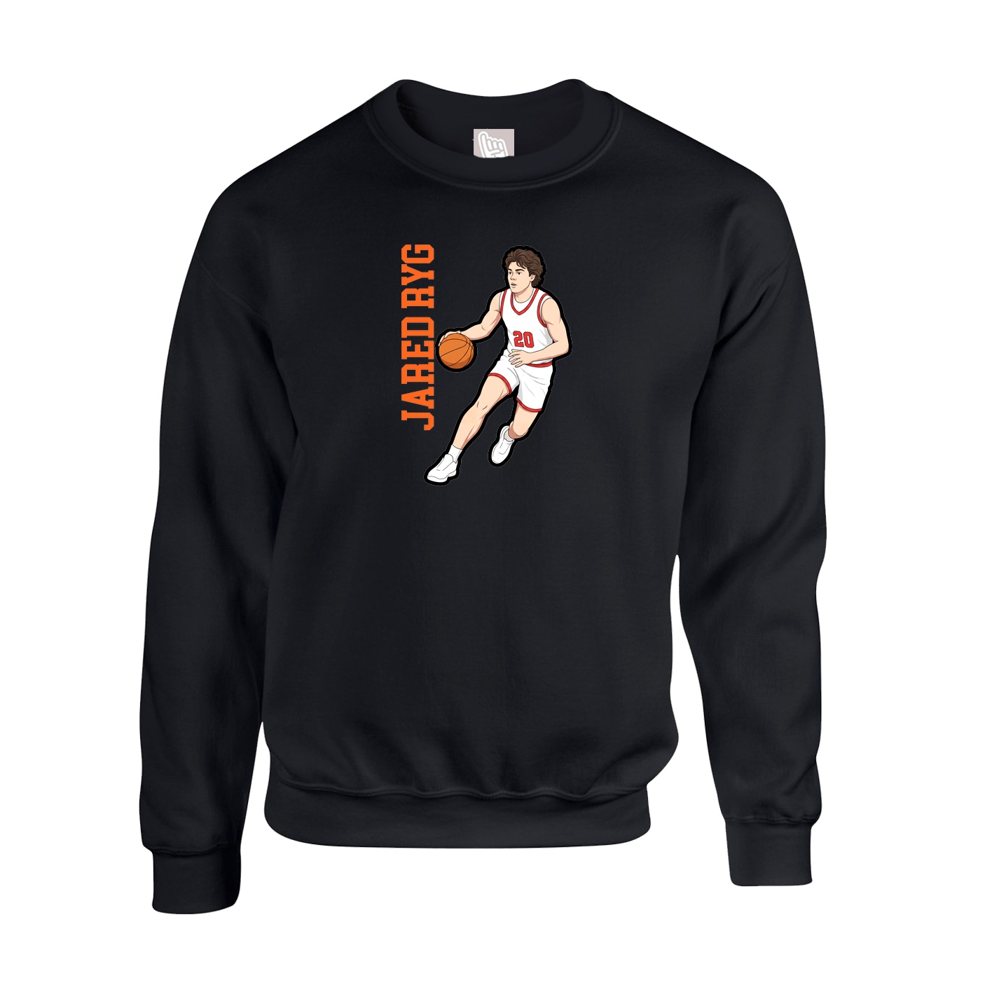 Fleece Crew — Name Vertical in Black