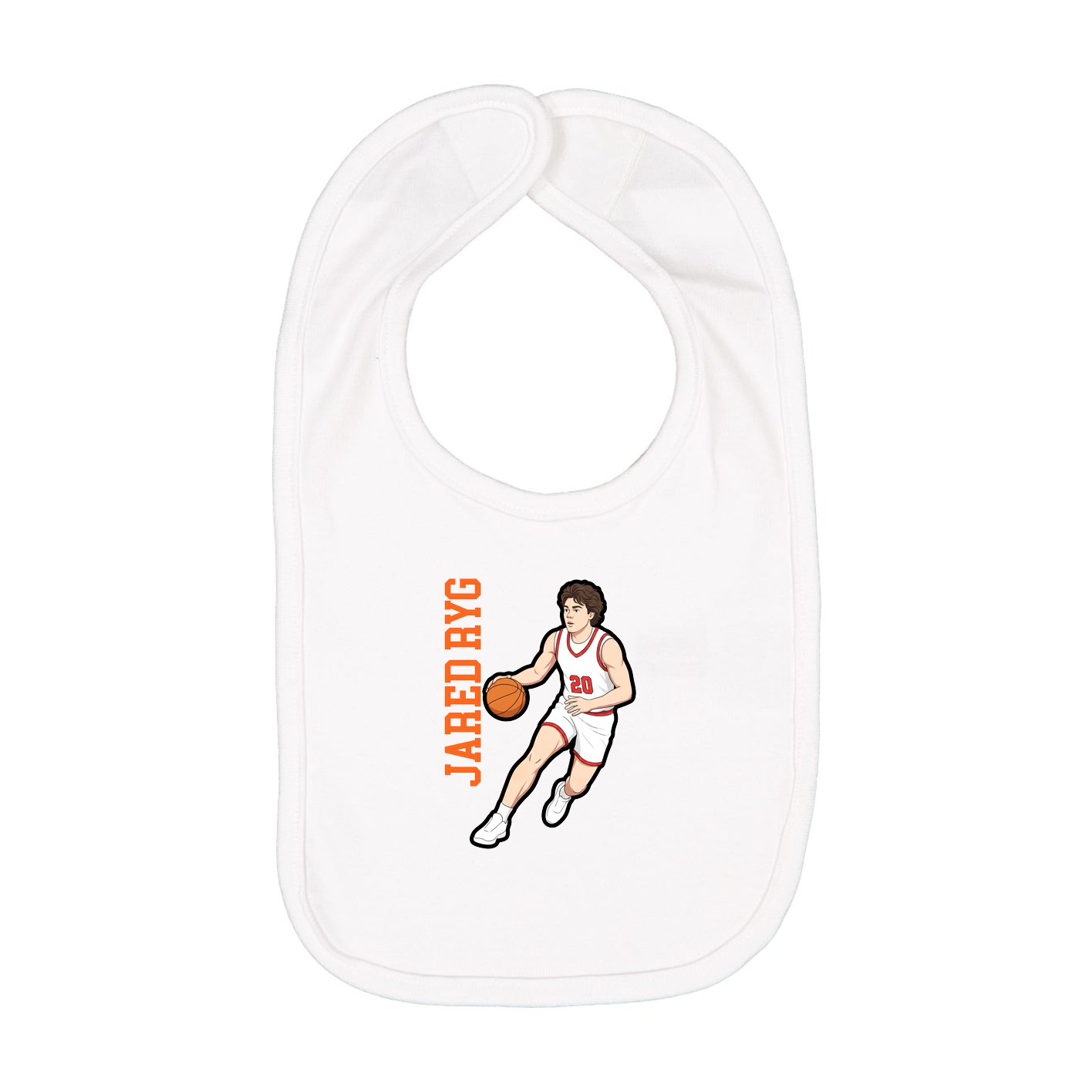 Infant Bib — Name Vertical in White