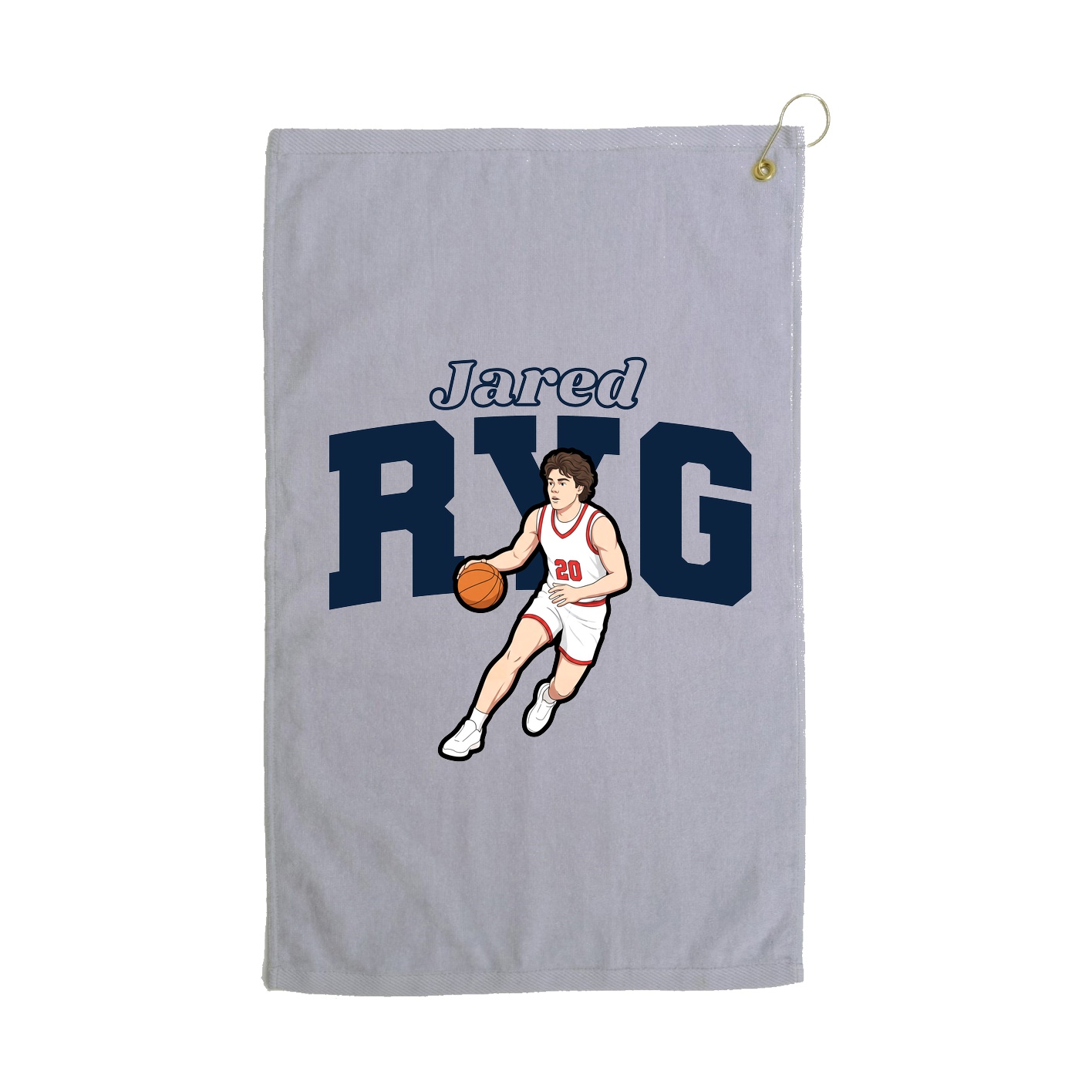 Golf Towel — Name Arch in Grey