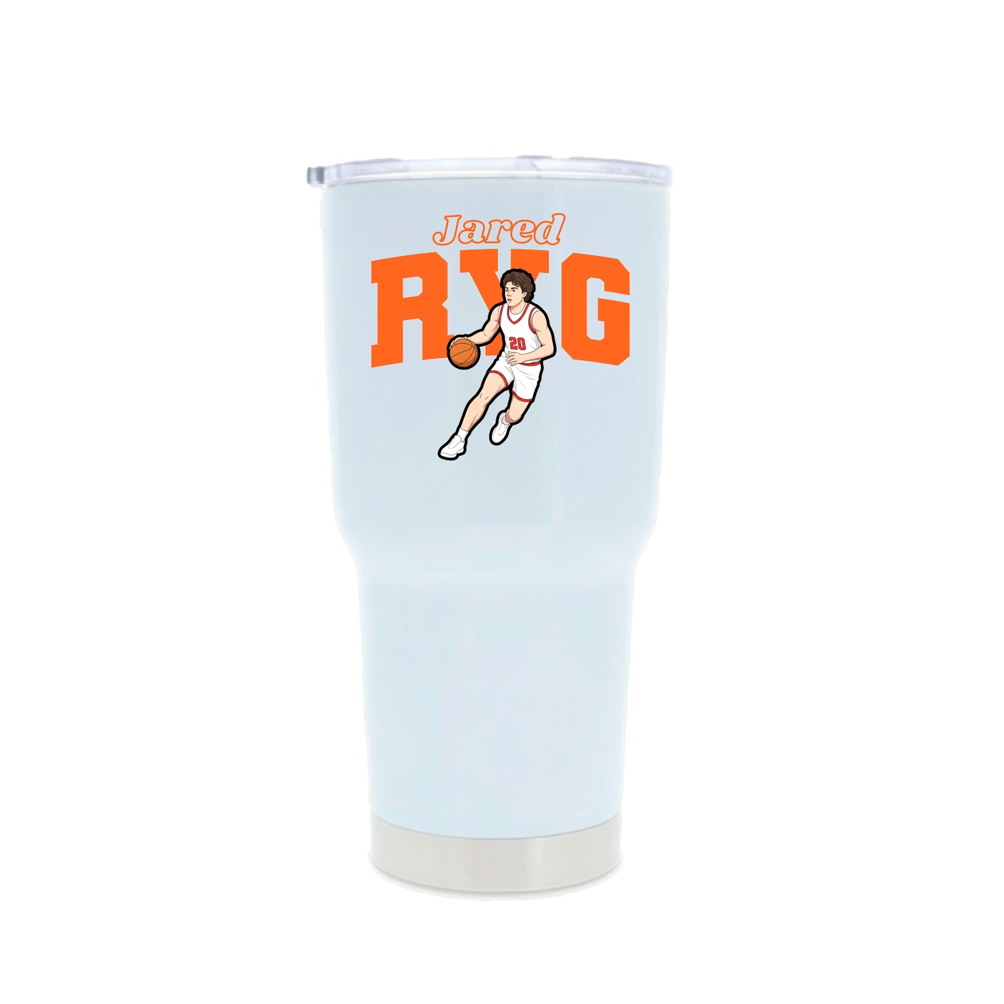 30oz Stainless Steel Tumbler — Name Arch in White