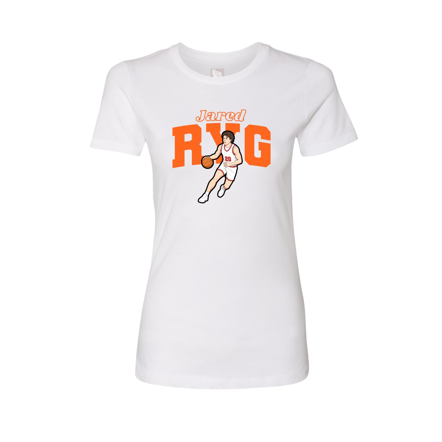 Fitted Women's Tee — Name Arch in White