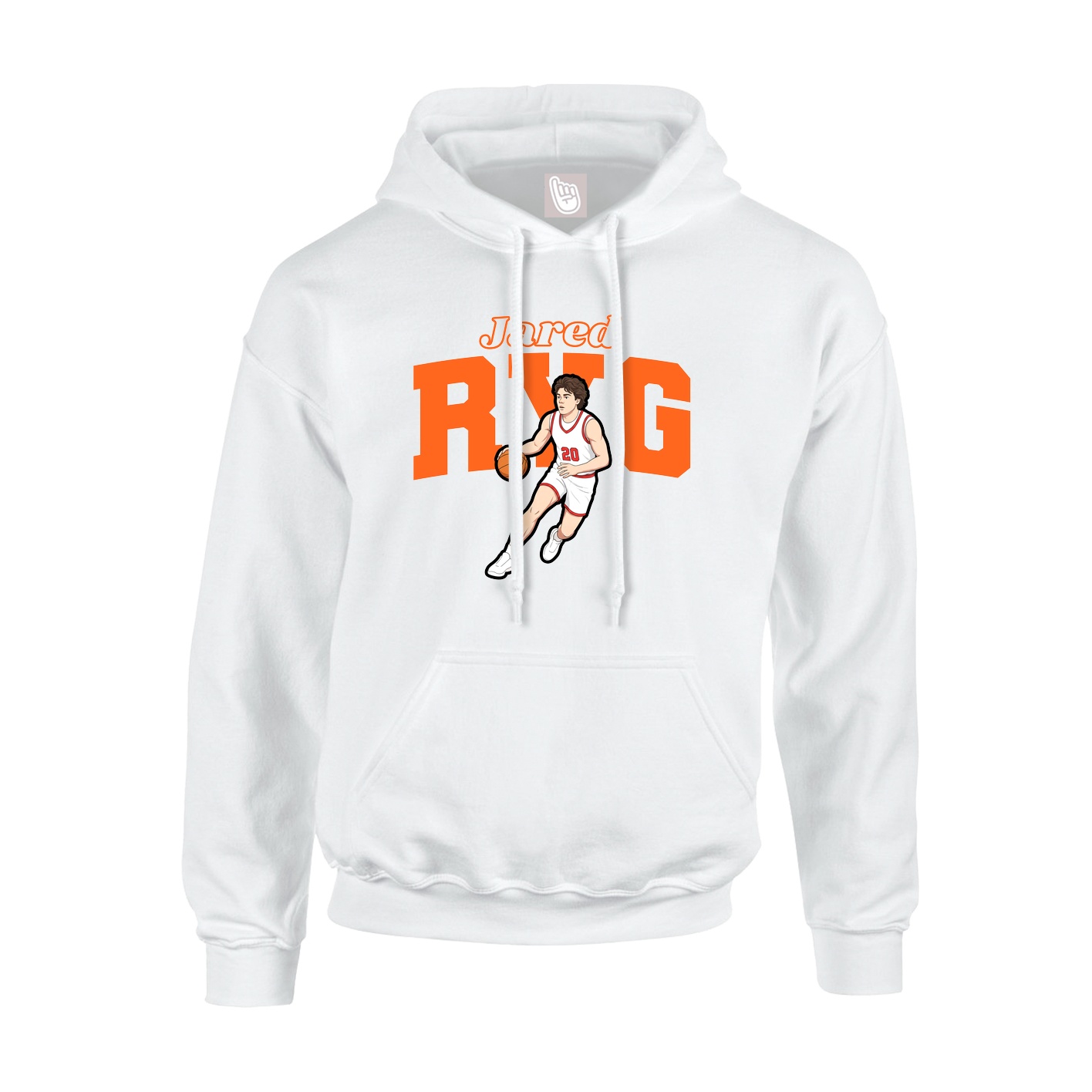 Youth Hoodie — Name Arch in White