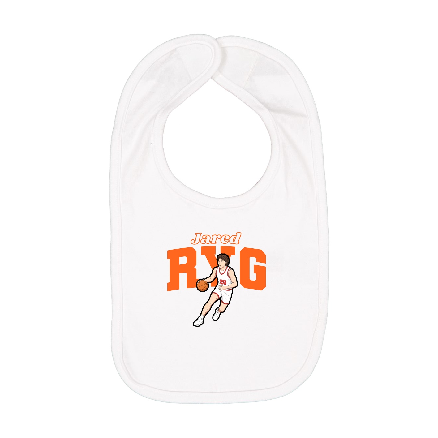 Infant Bib — Name Arch in White
