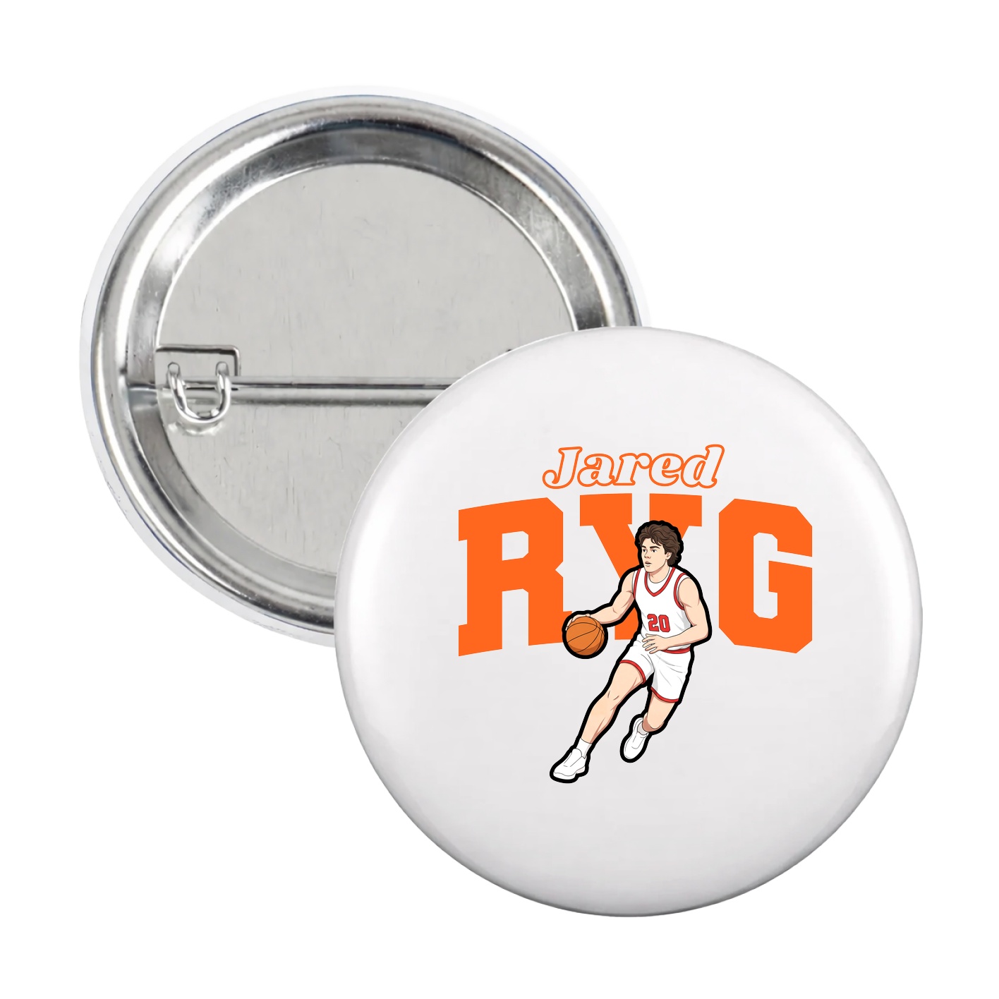 Game Day Button — Name Arch in White
