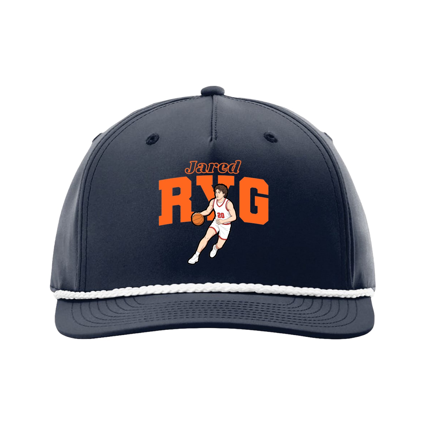 Five-Panel Classic Rope Cap — Name Arch in Navy