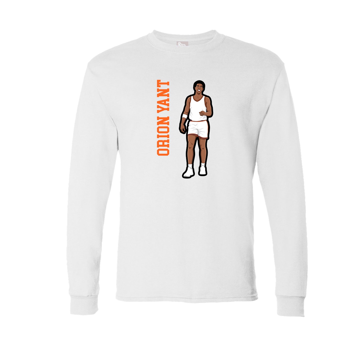Long Sleeve Tee — Name Vertical in White