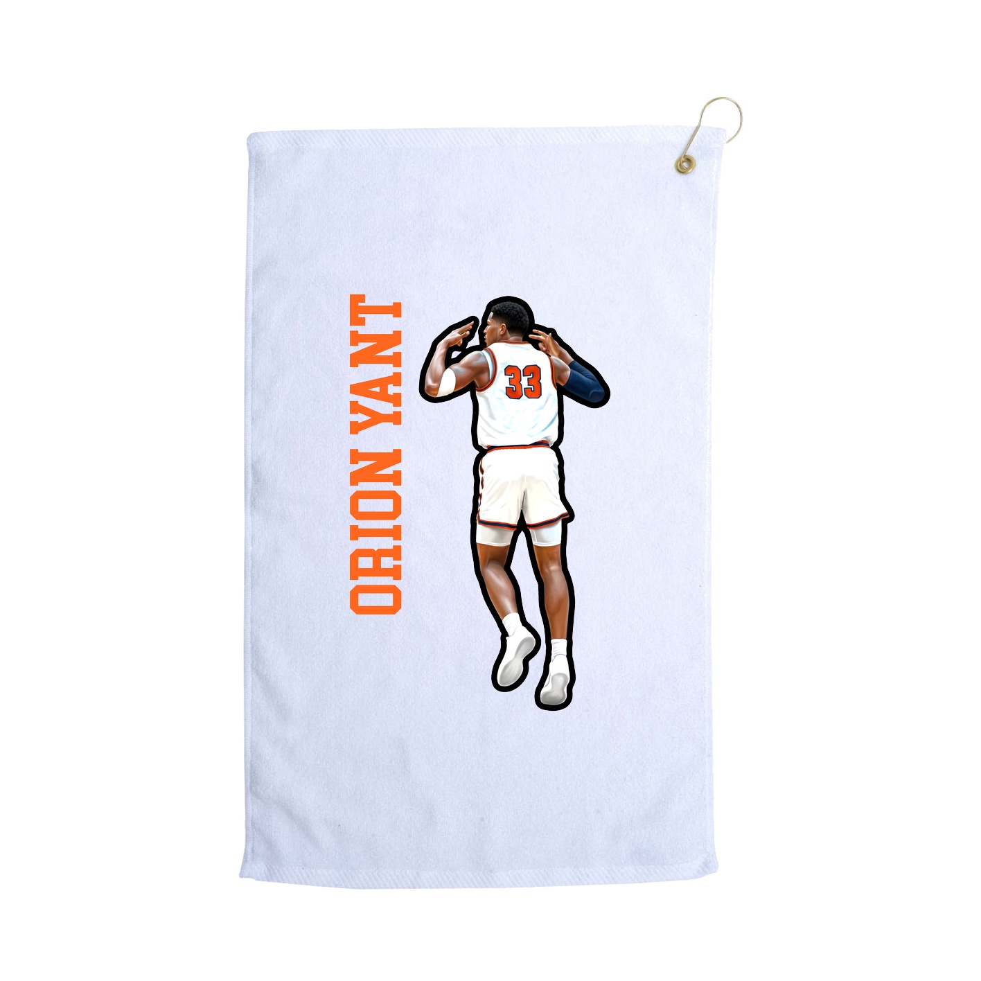 Golf Towel — Name Vertical in White