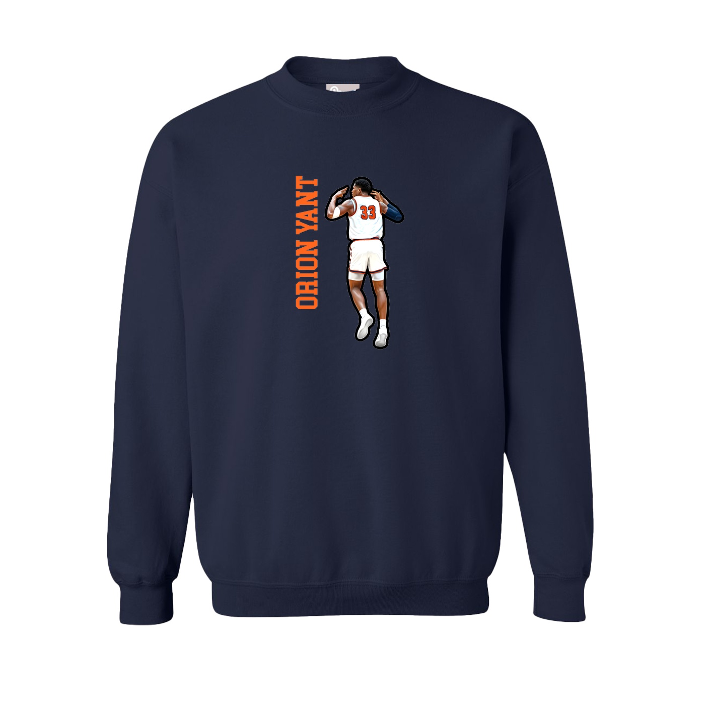 Fleece Crew — Name Vertical in Navy