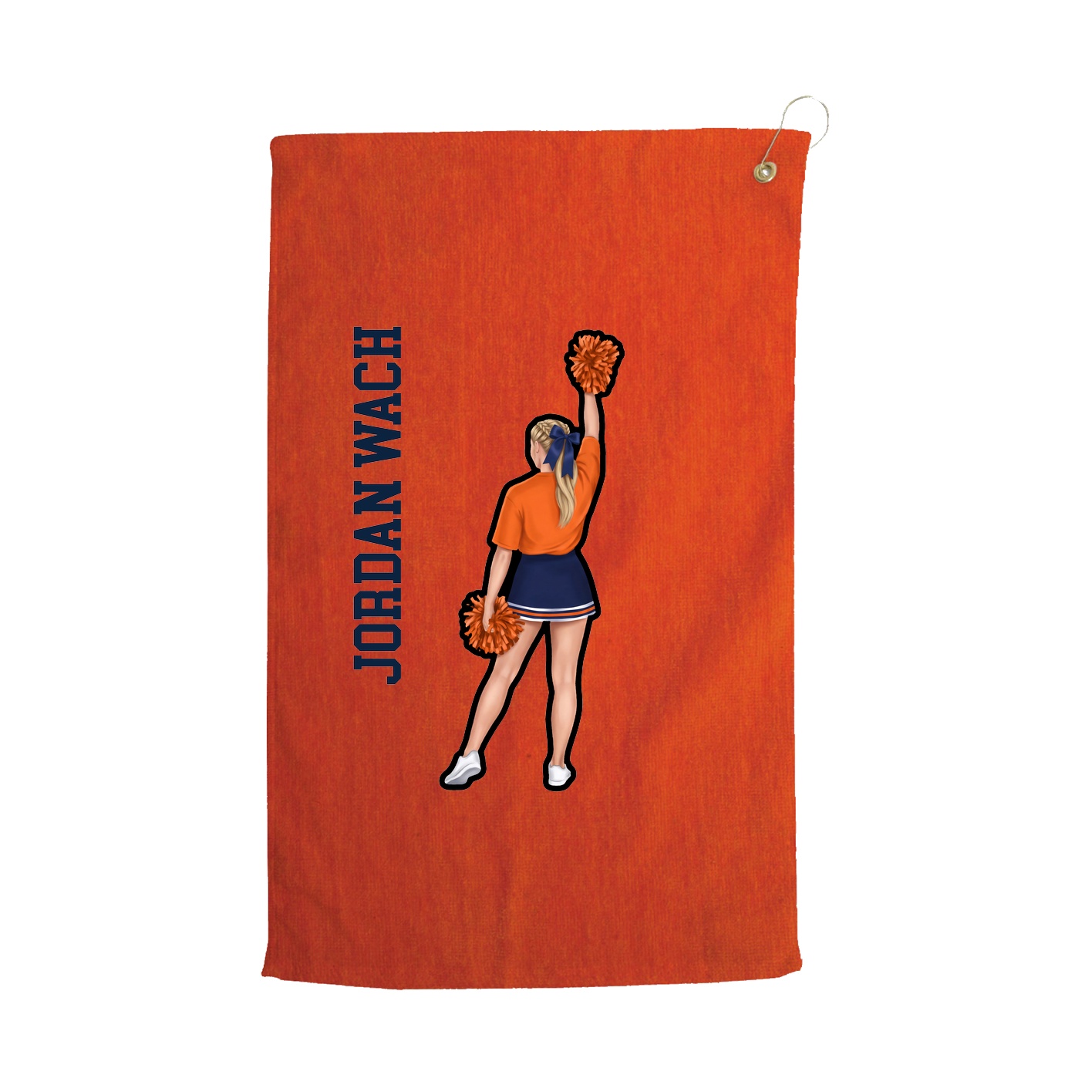 Golf Towel — Name Vertical in Orange