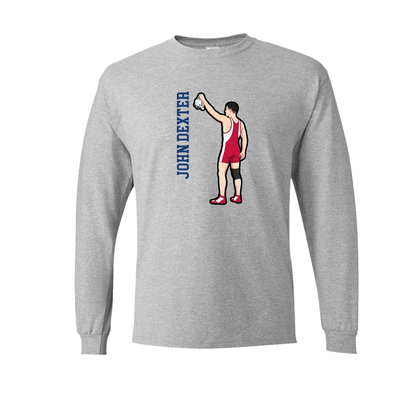Long Sleeve Tee — Name Vertical in Grey