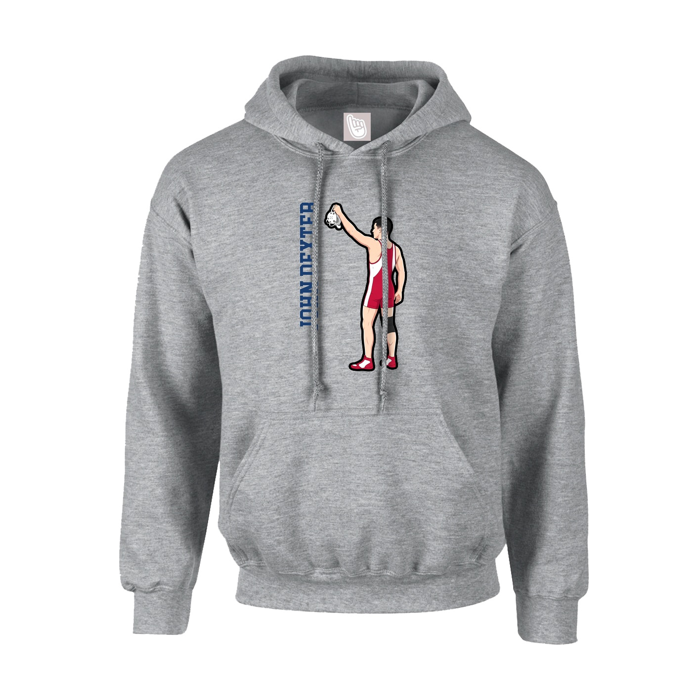 Youth Hoodie — Name Vertical in Grey