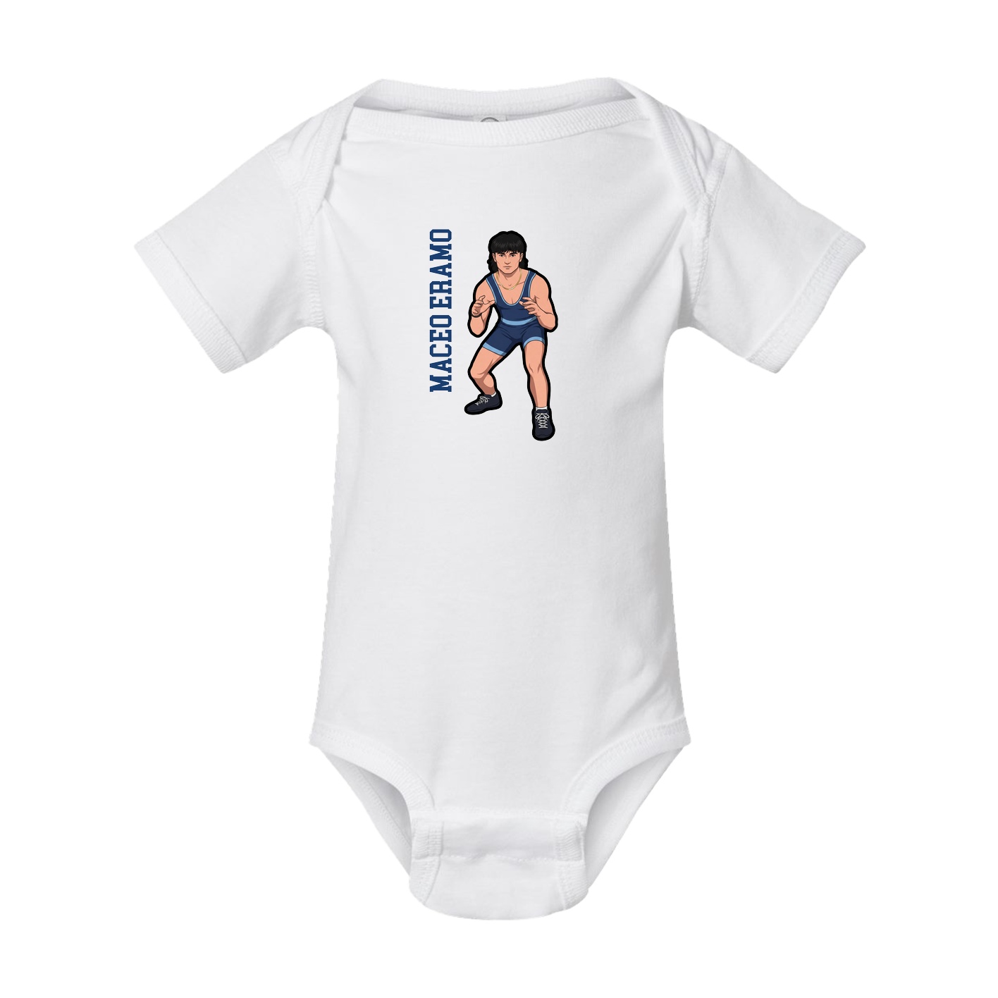 Baby Onesie — Name Vertical in White