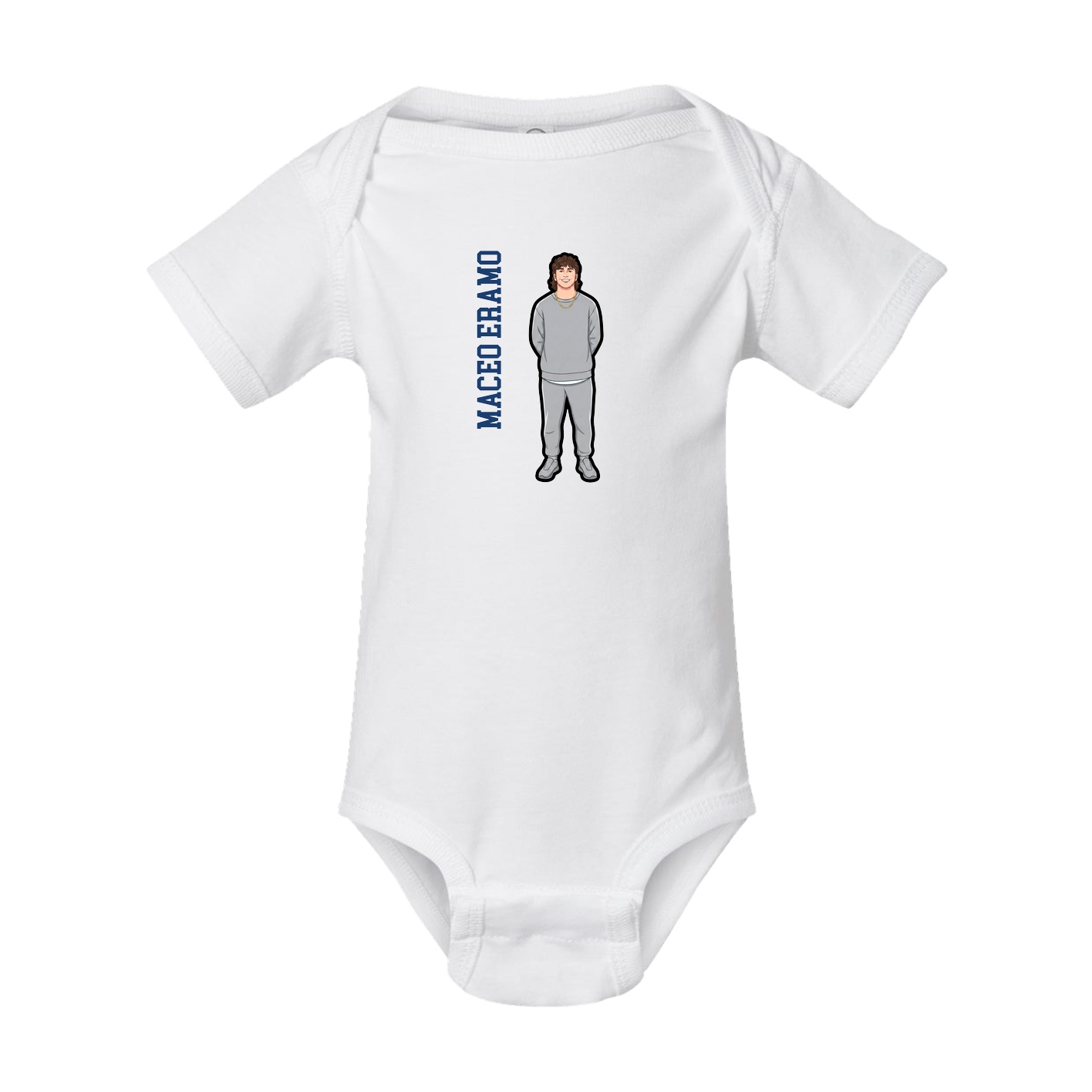 Baby Onesie — Name Vertical in White