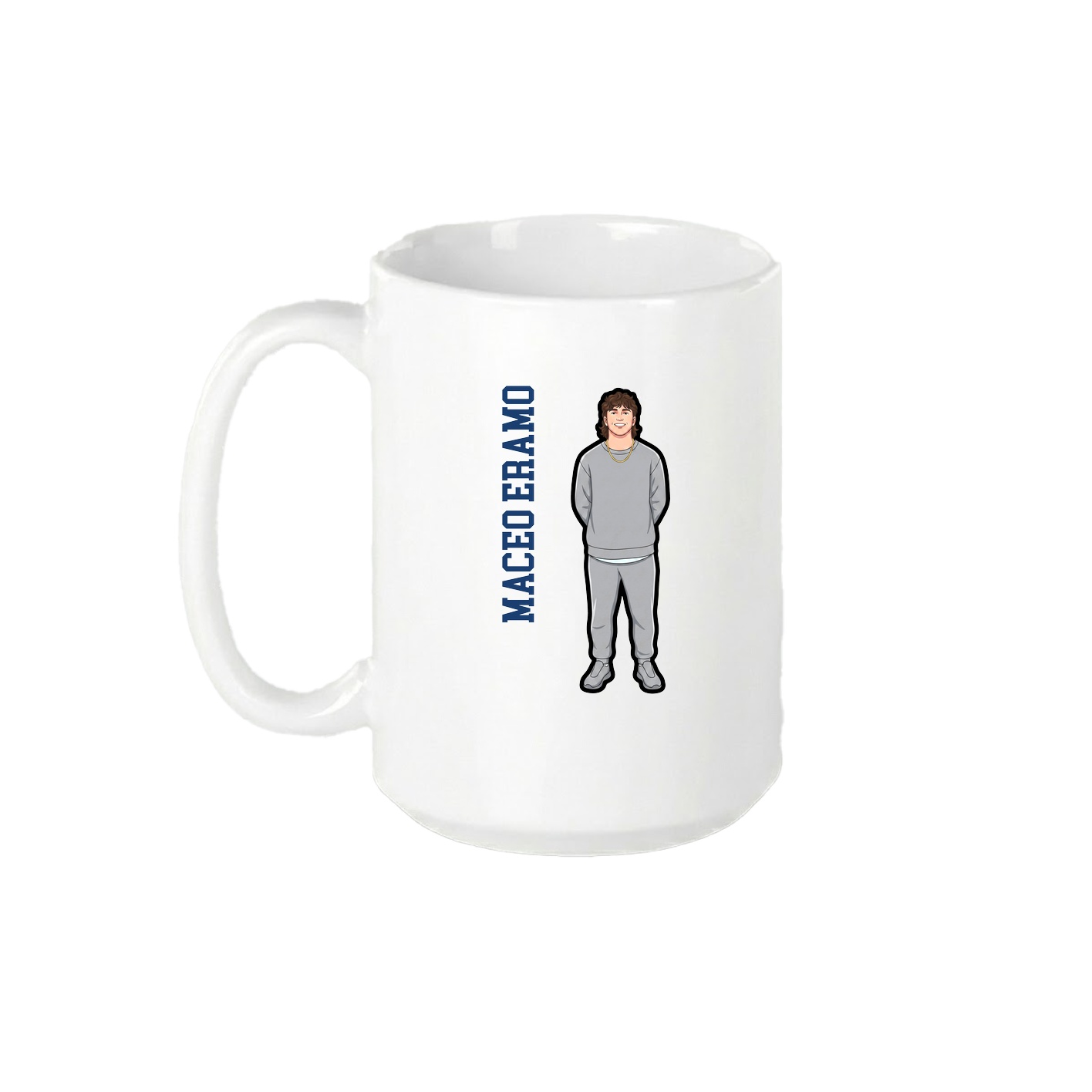 15oz Coffee Mug — Name Vertical in White