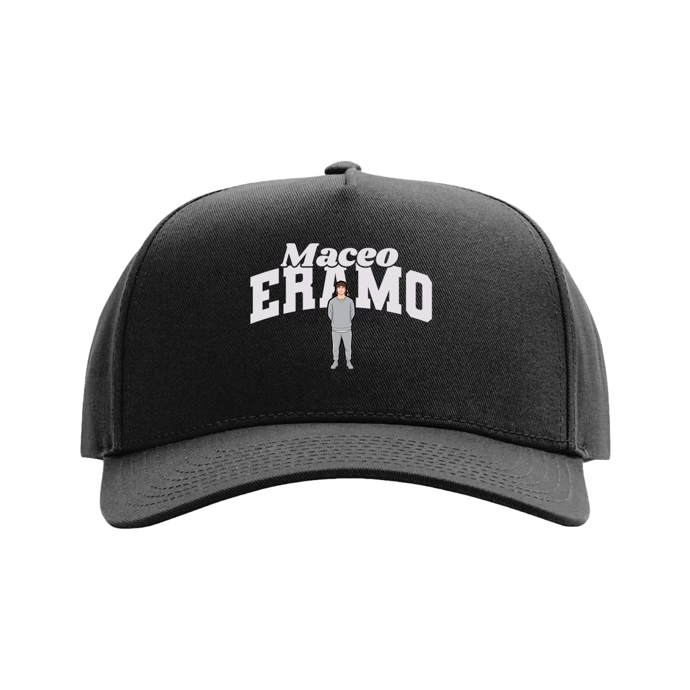 Full Fabric Five-Panel Champ Cap — Signature Arch in Black