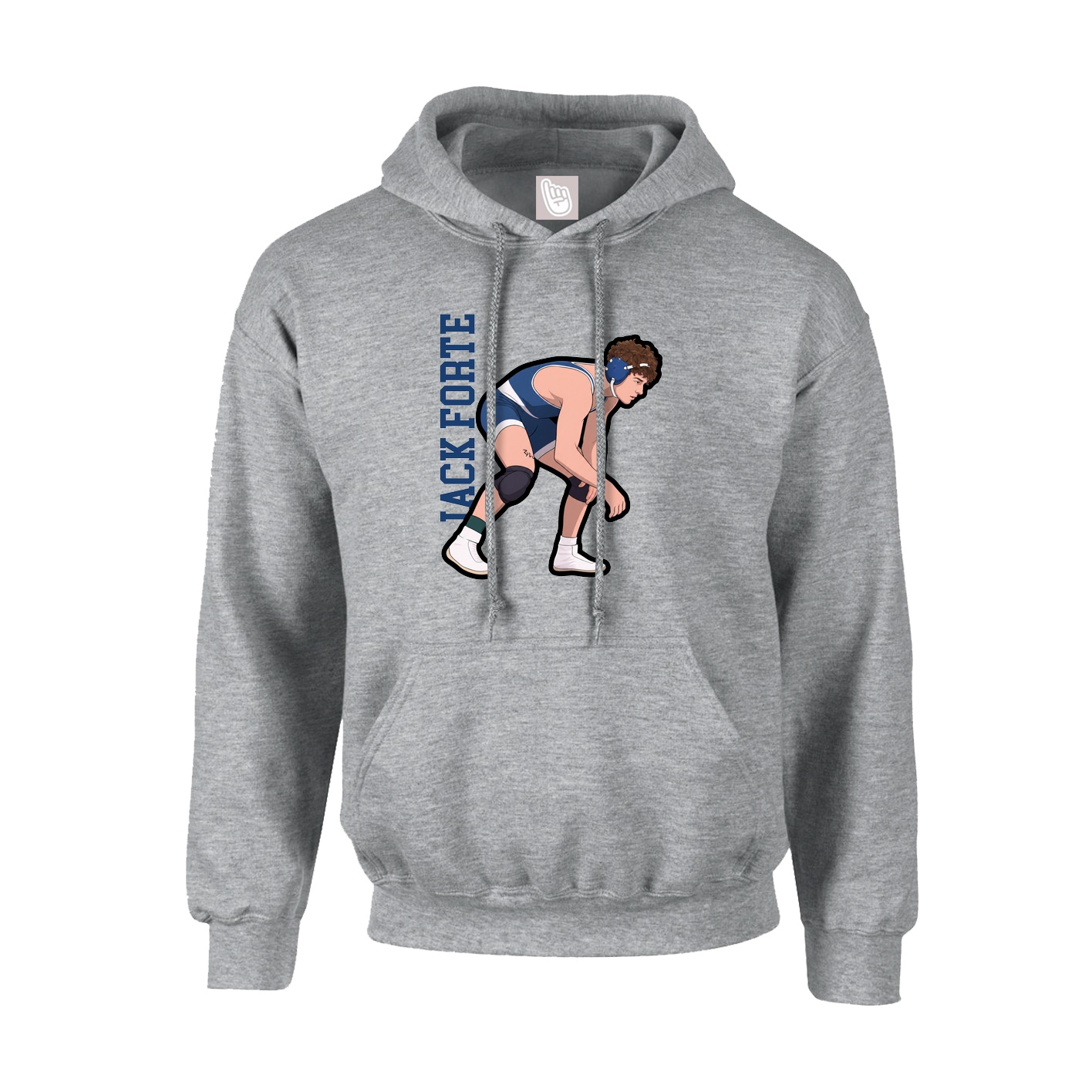 Youth Hoodie — Name Vertical in Grey