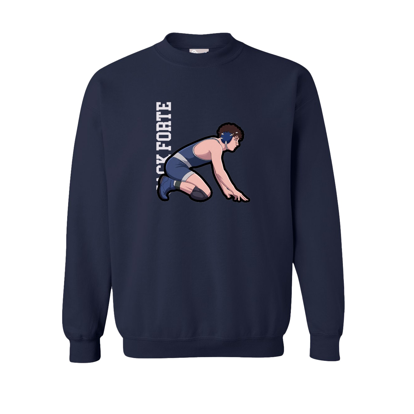 Fleece Crew — Name Vertical in Navy
