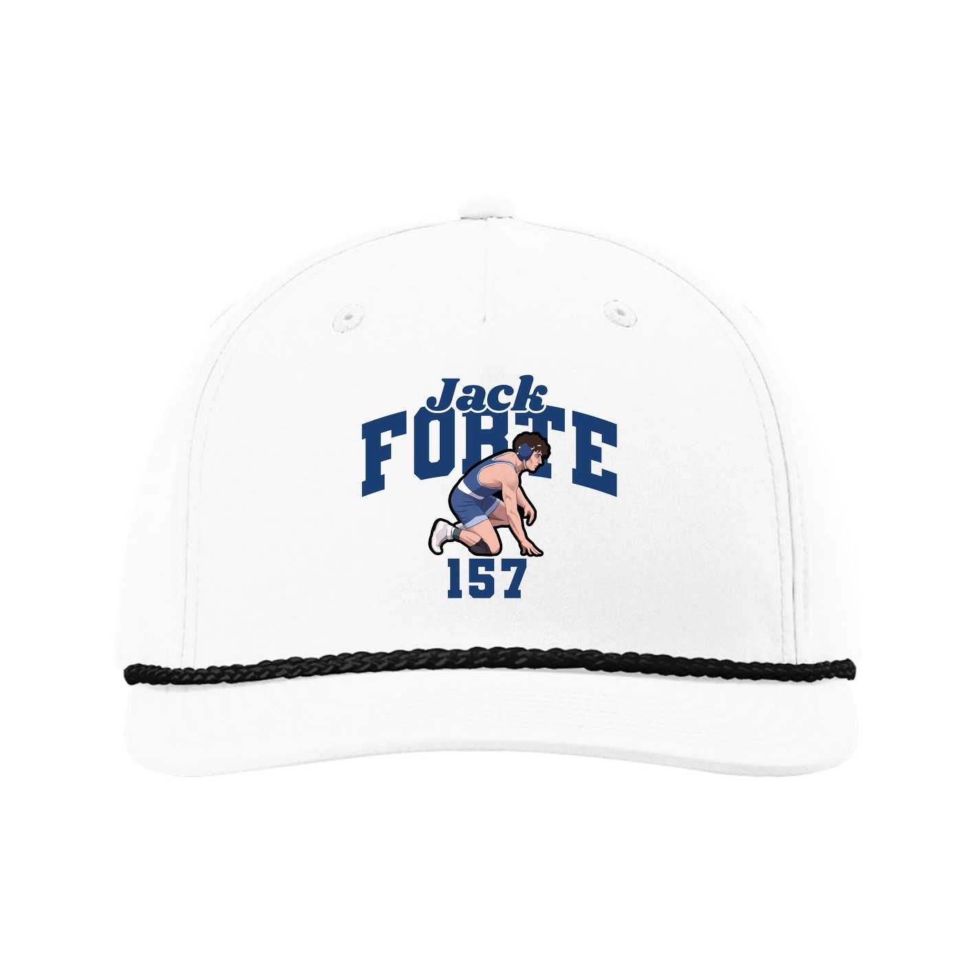Five-Panel Classic Rope Cap — Signature Arch in White
