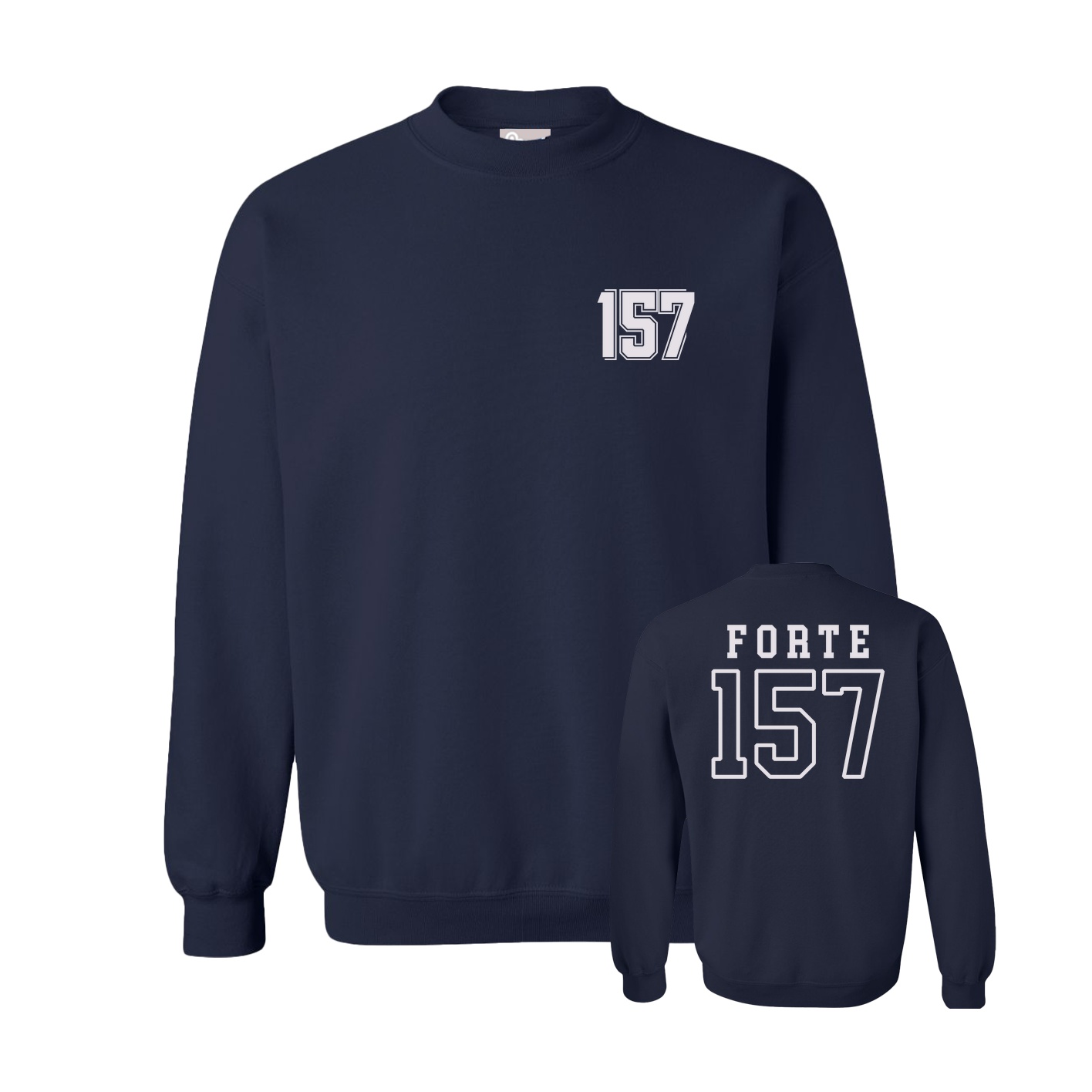 Fleece Crew — Chest Back in Navy