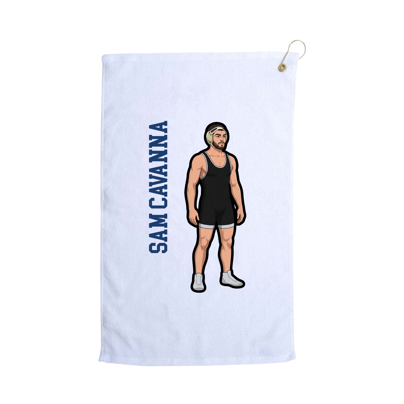 Golf Towel — Name Vertical in White