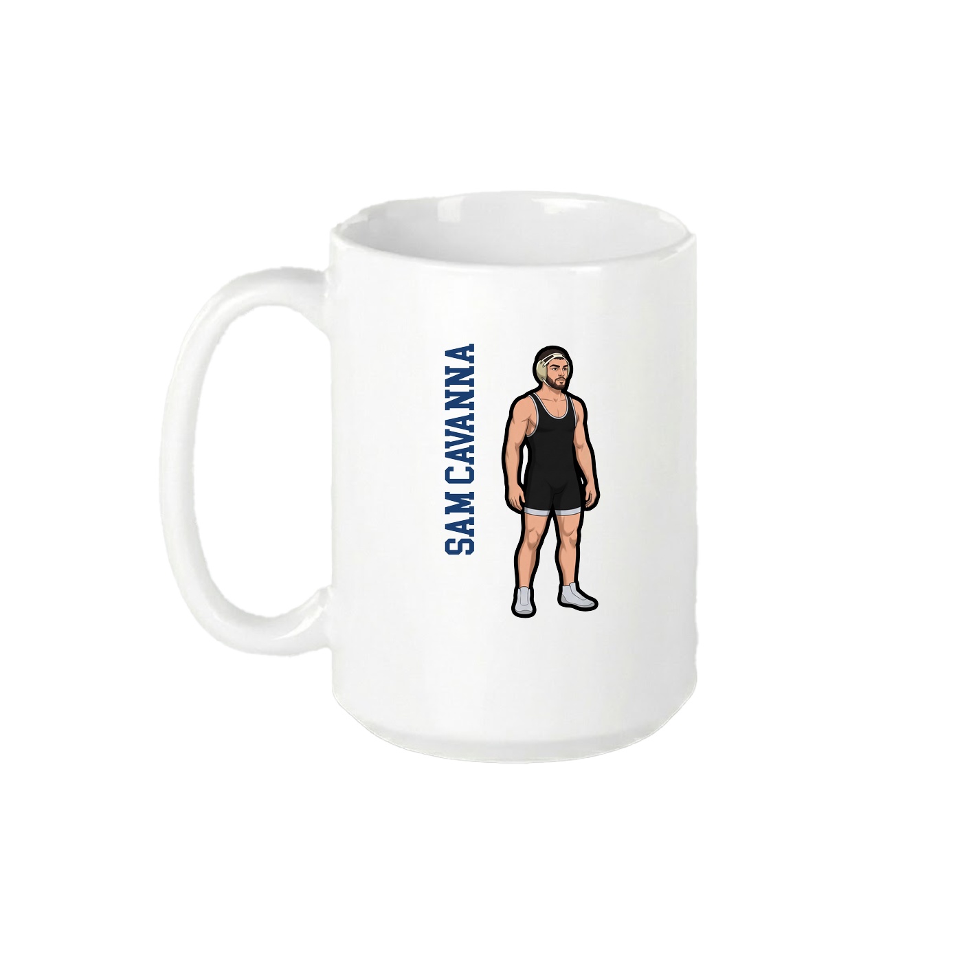15oz Coffee Mug — Name Vertical in White