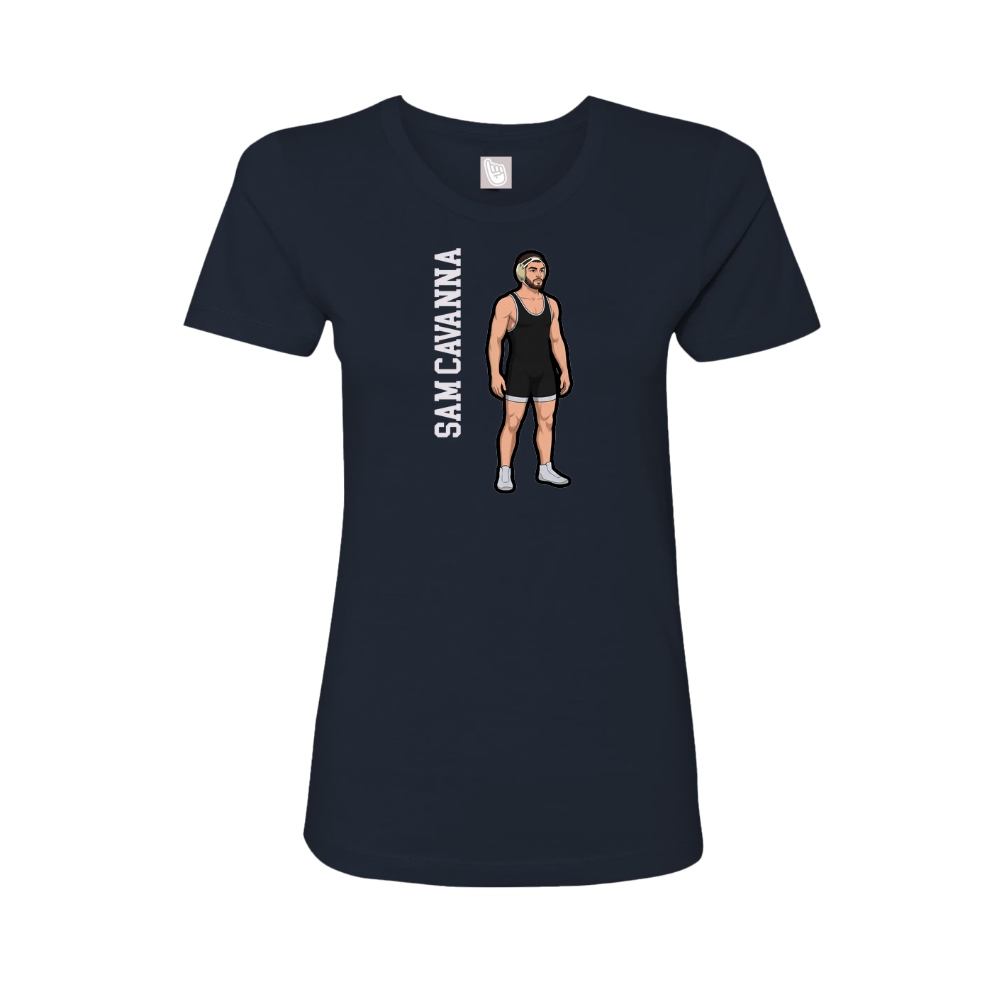 Fitted Women's Tee — Name Vertical in Navy