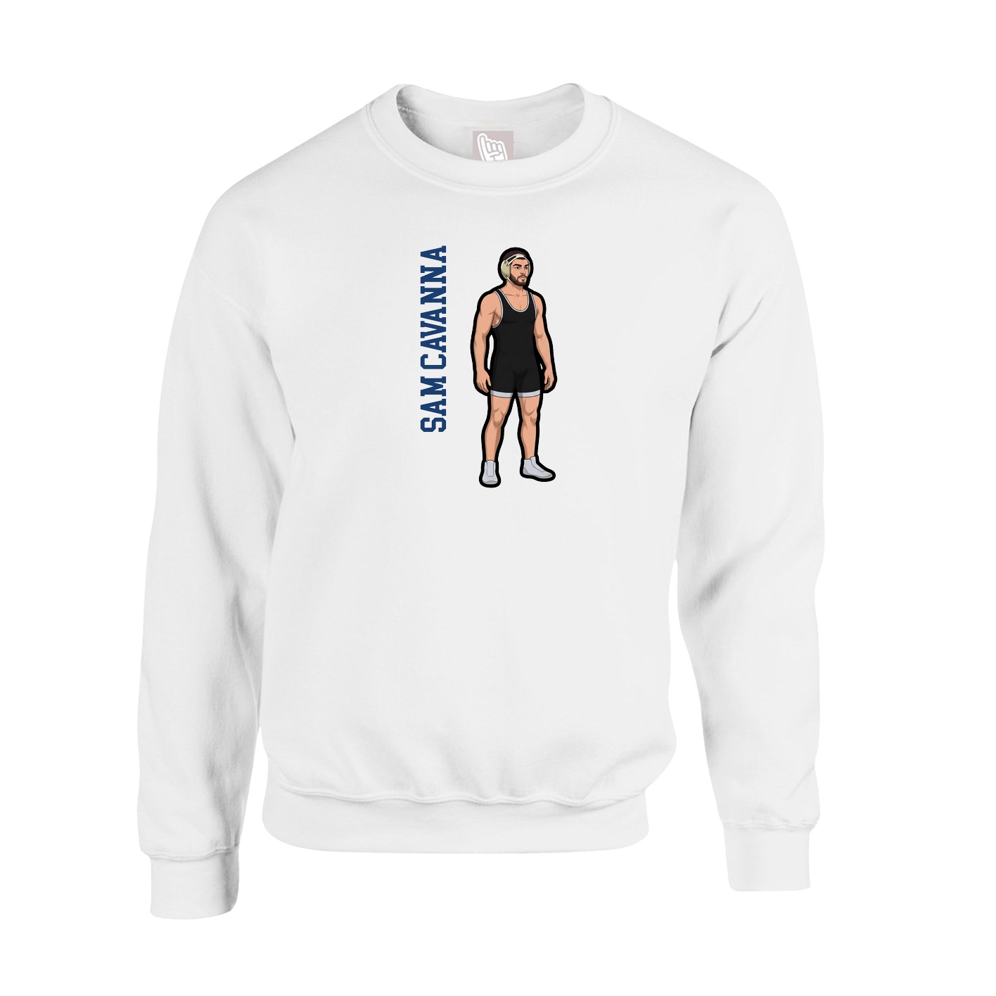 Fleece Crew — Name Vertical in White