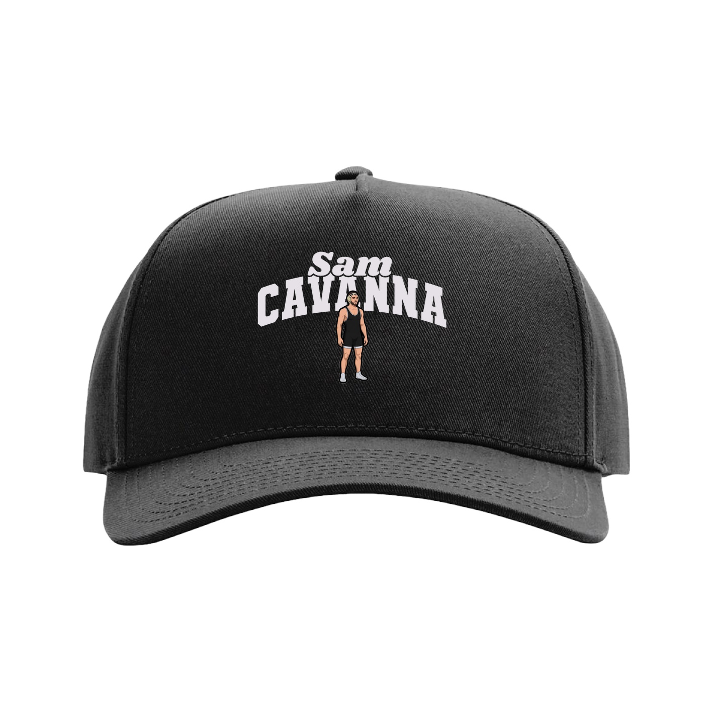 Full Fabric Five-Panel Champ Cap — Signature Arch in Black