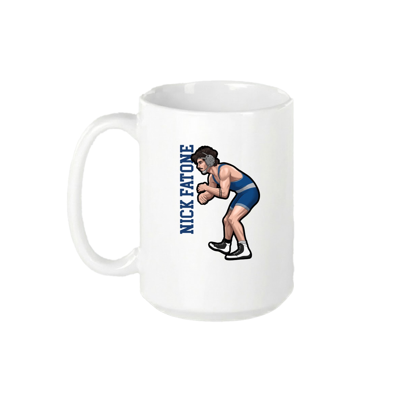 15oz Coffee Mug — Name Vertical in White