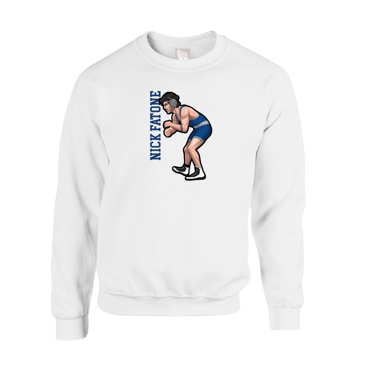 Fleece Crew — Name Vertical in White