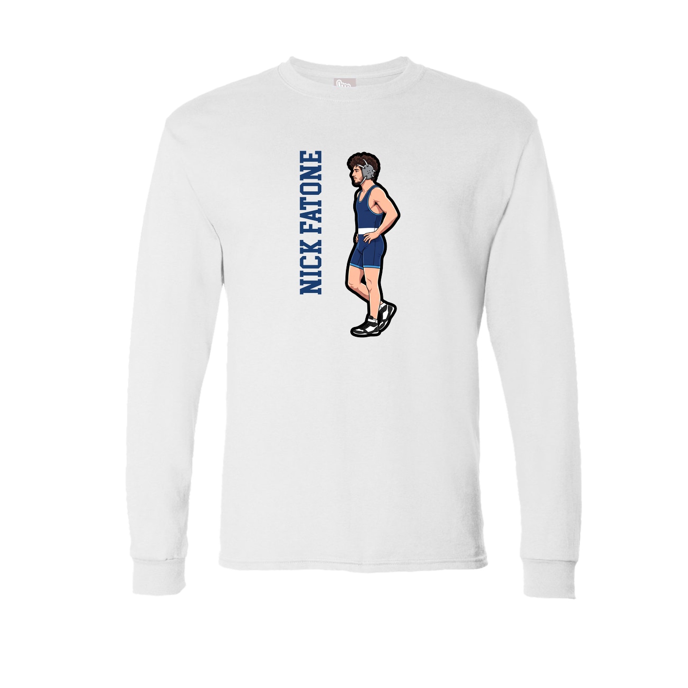 Long Sleeve Tee — Name Vertical in White