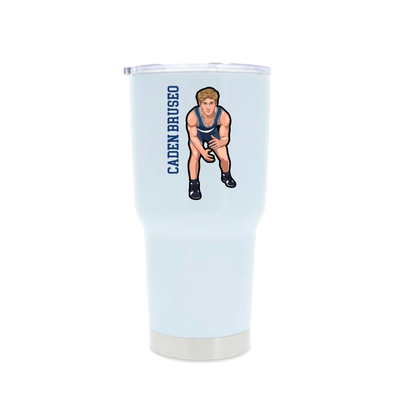 30oz Stainless Steel Tumbler — Name Vertical in White