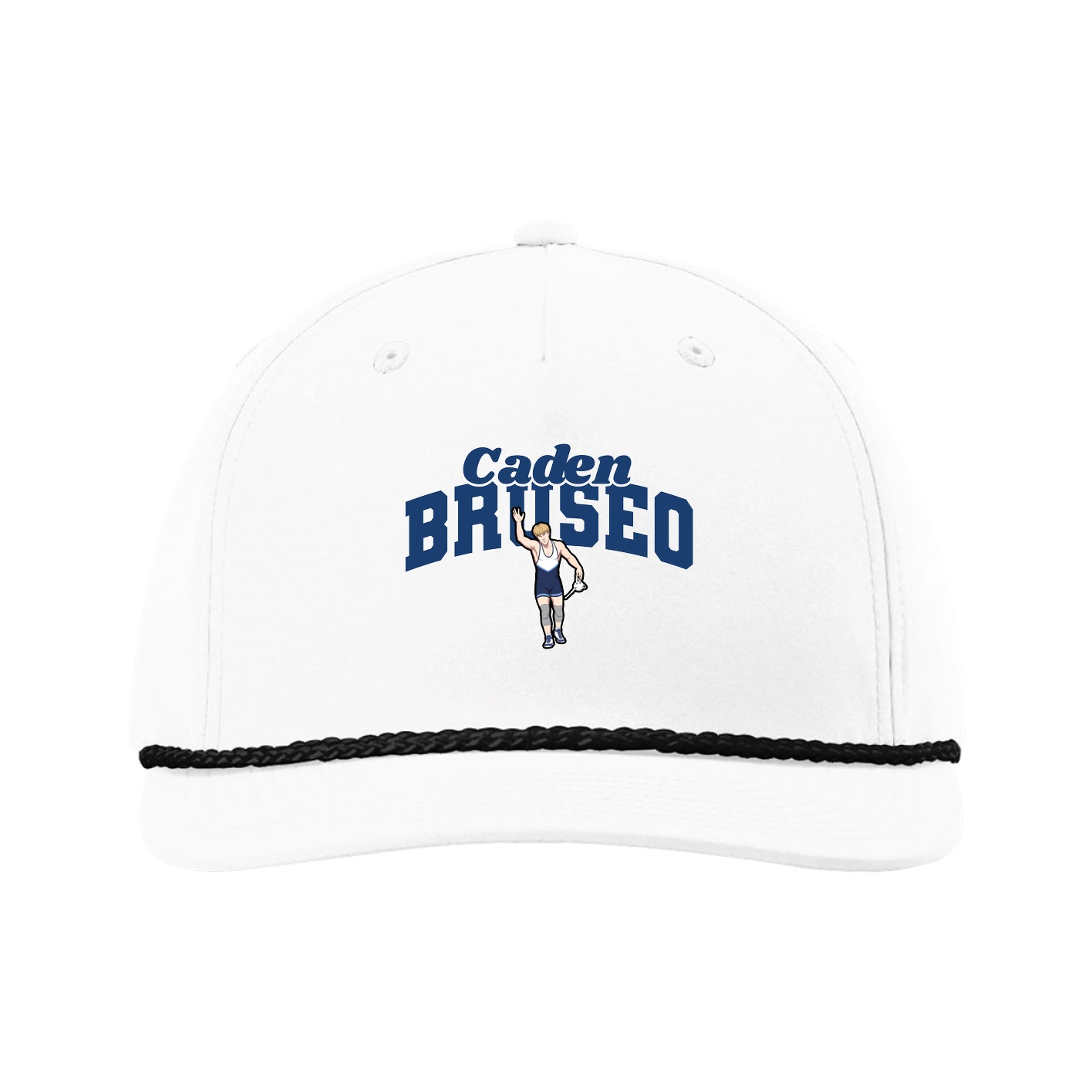 Five-Panel Classic Rope Cap — Signature Arch in White