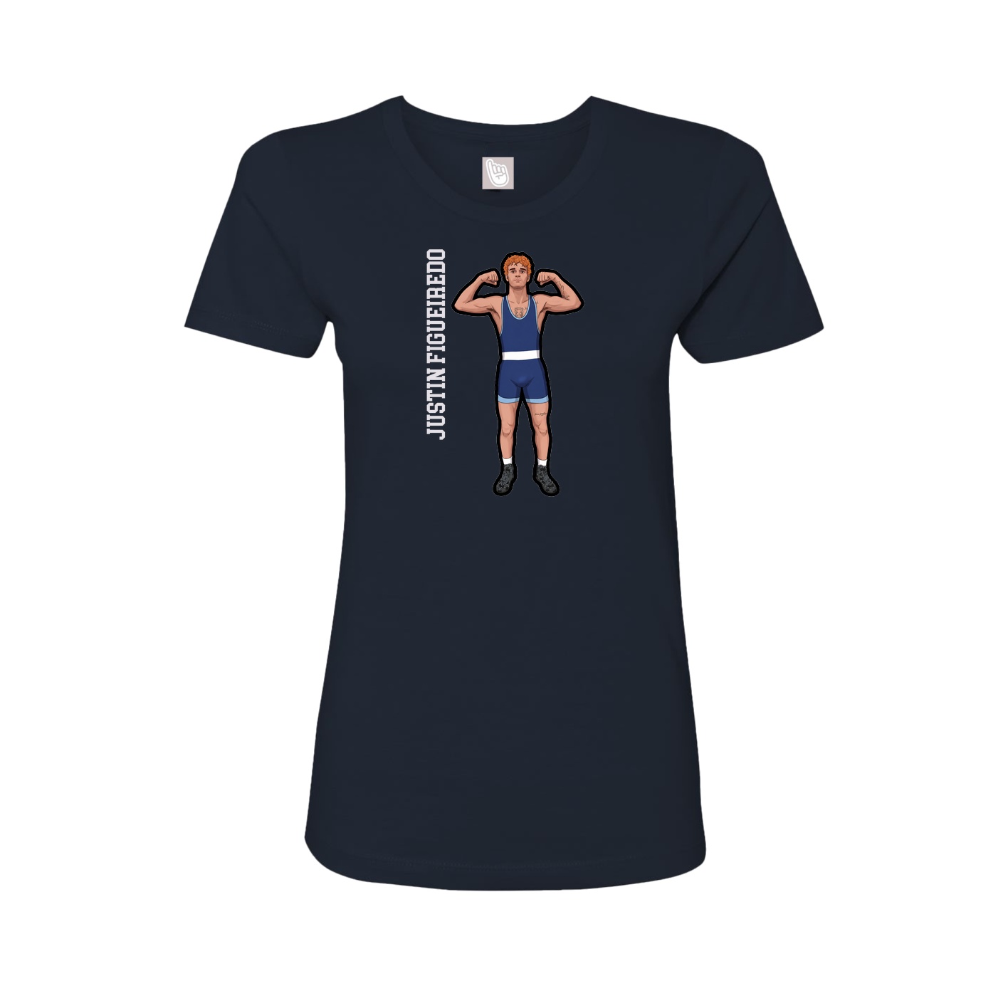 Fitted Women's Tee — Name Vertical in Navy