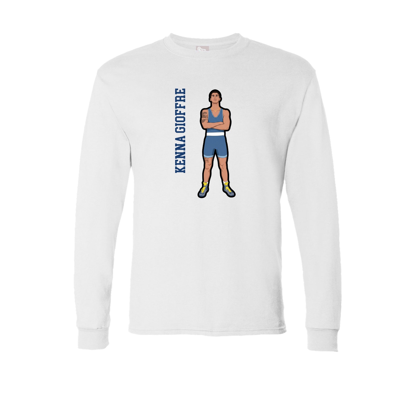 Long Sleeve Tee — Name Vertical in White