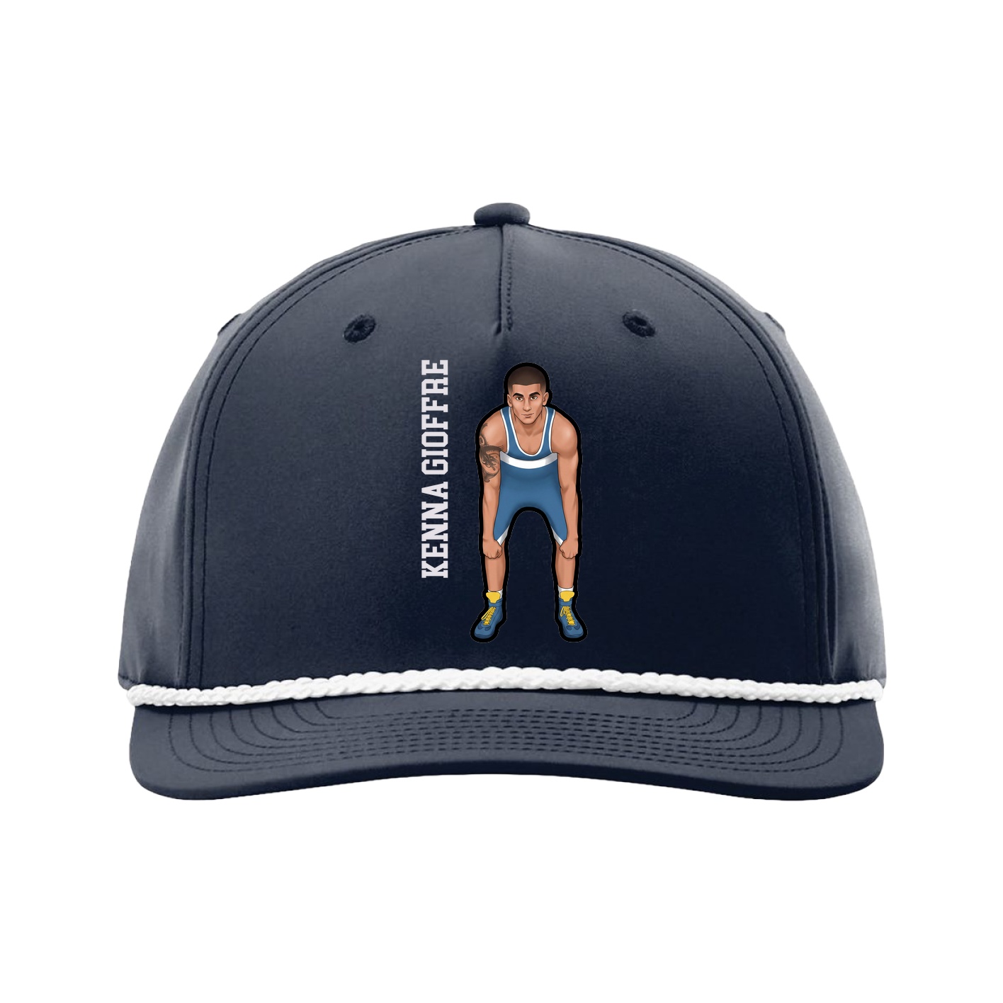 Five-Panel Classic Rope Cap — Name Vertical in Navy