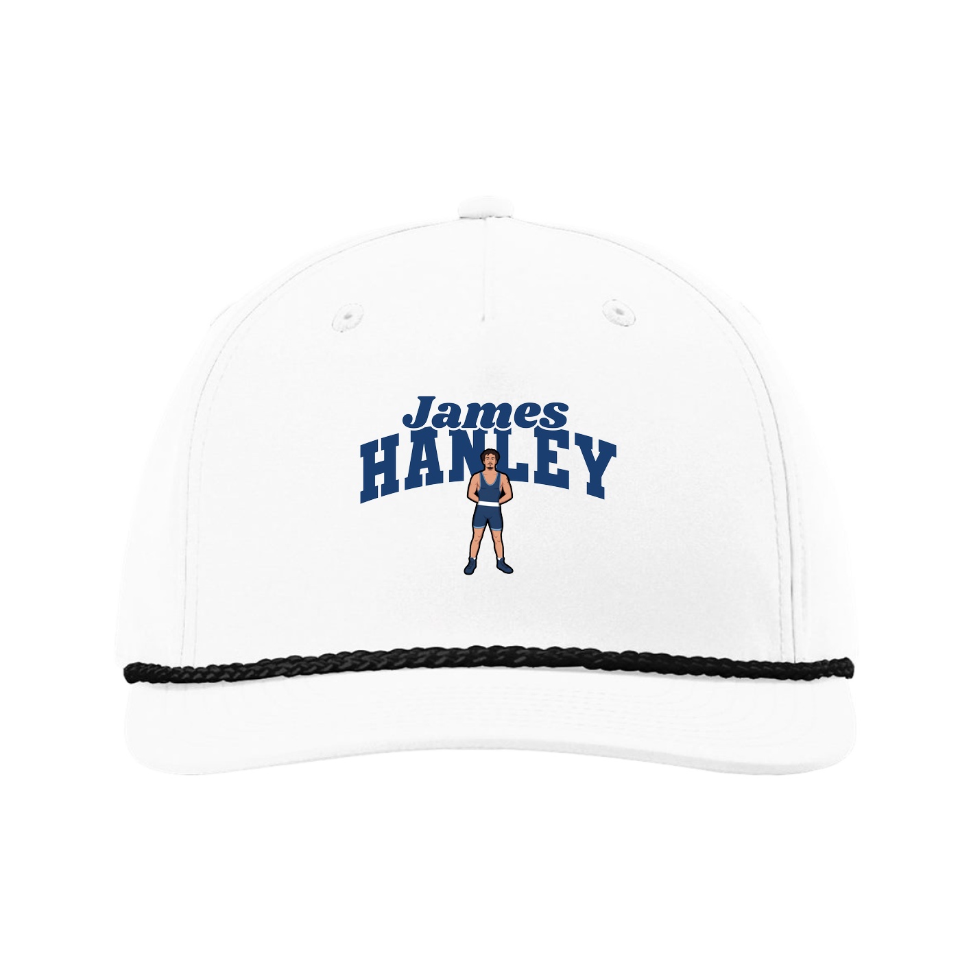 Five-Panel Classic Rope Cap — Signature Arch in White