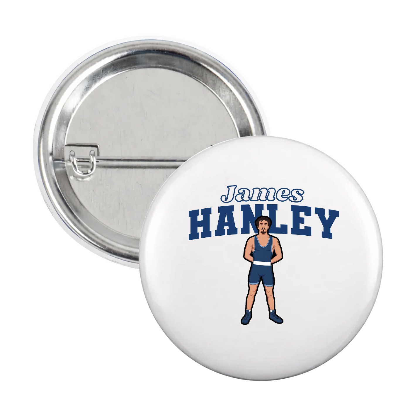 Game Day Button — Name Arch in White