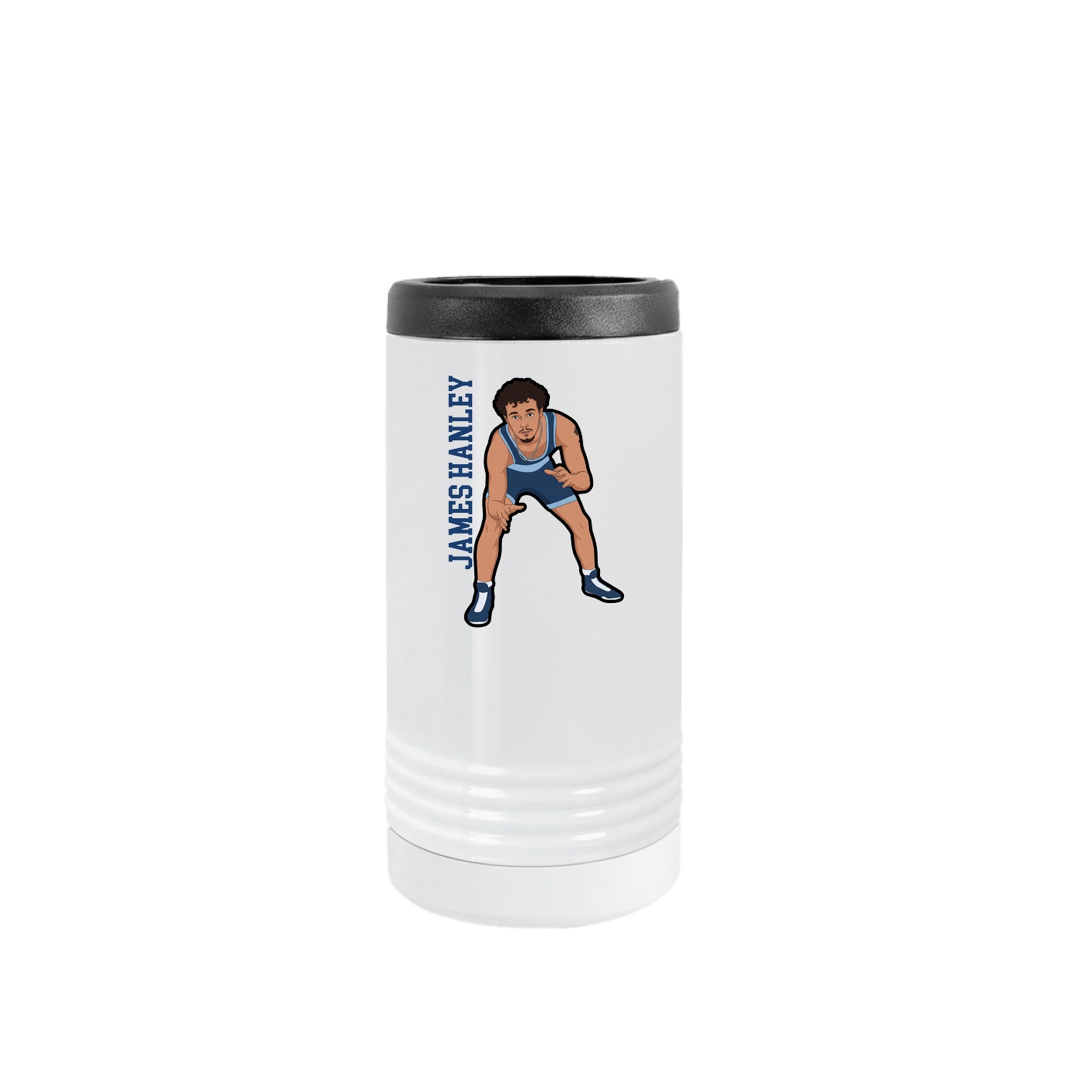 Slim Beverage Holder — Name Vertical in White