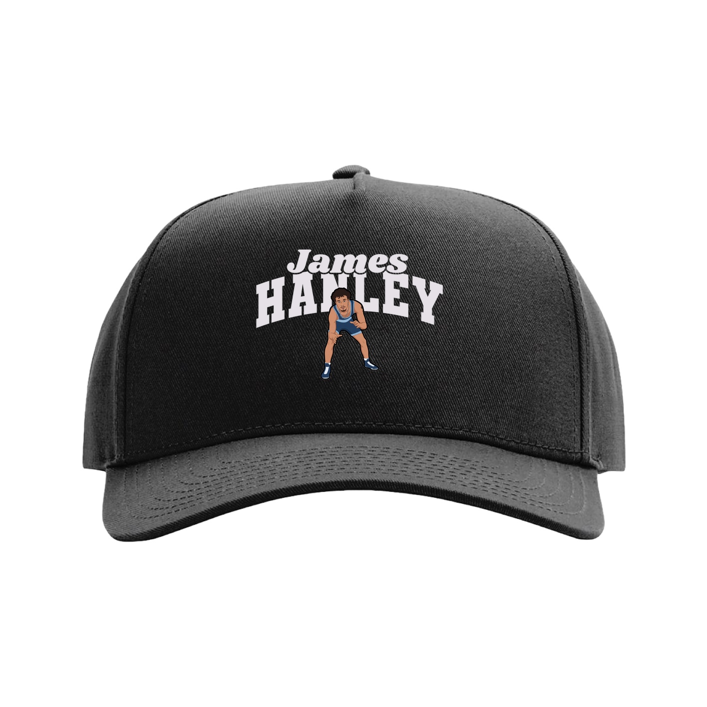 Full Fabric Five-Panel Champ Cap — Signature Arch in Black