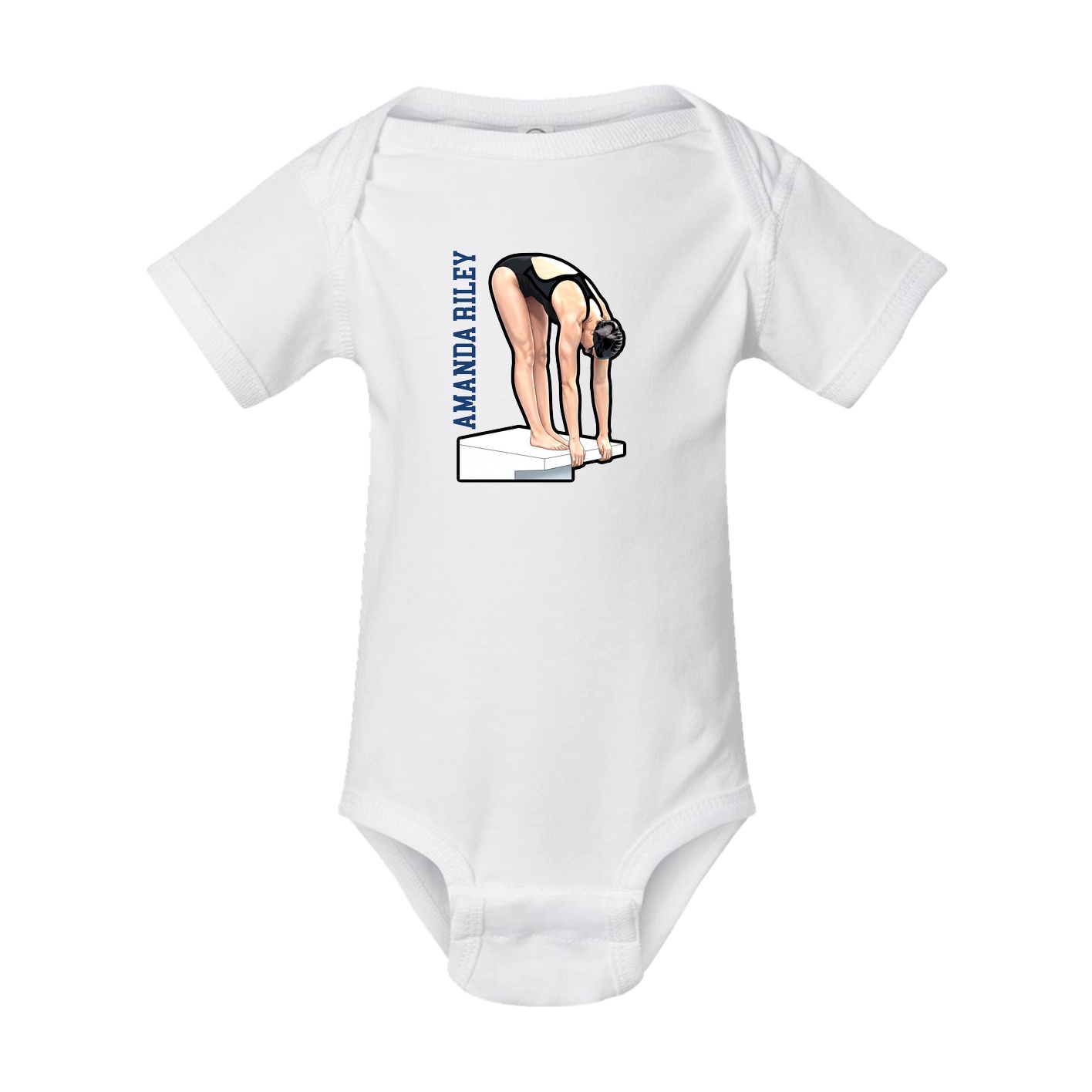 Baby Onesie — Name Vertical in White