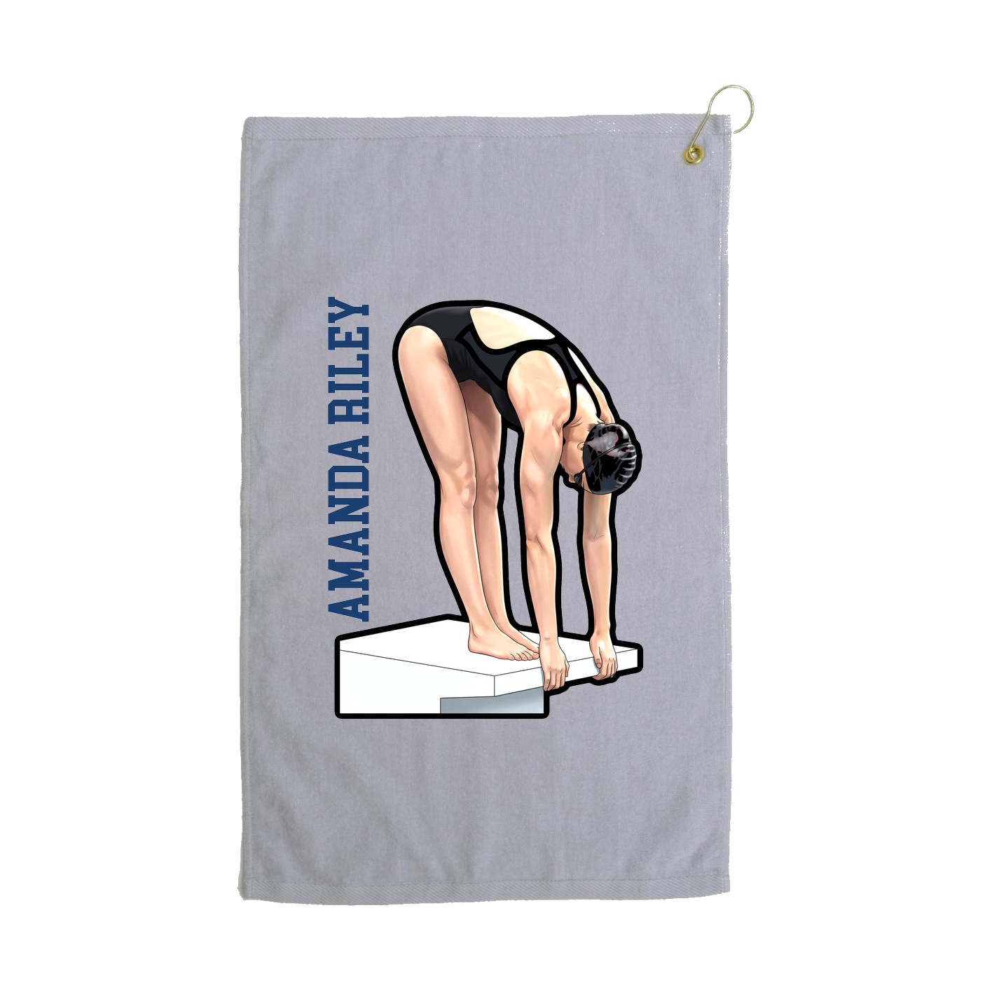 Golf Towel — Name Vertical in Grey