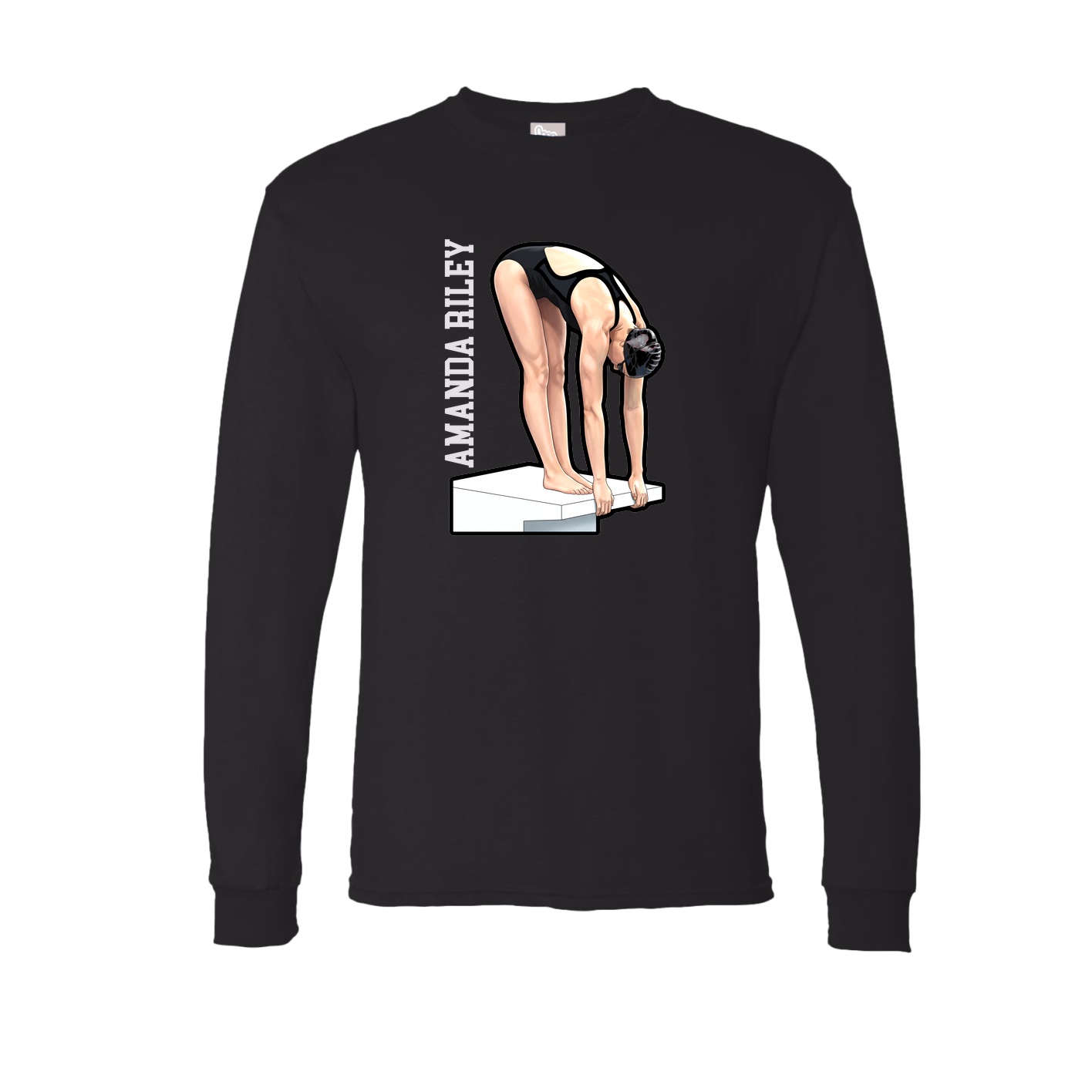 Long Sleeve Tee — Name Vertical in Black
